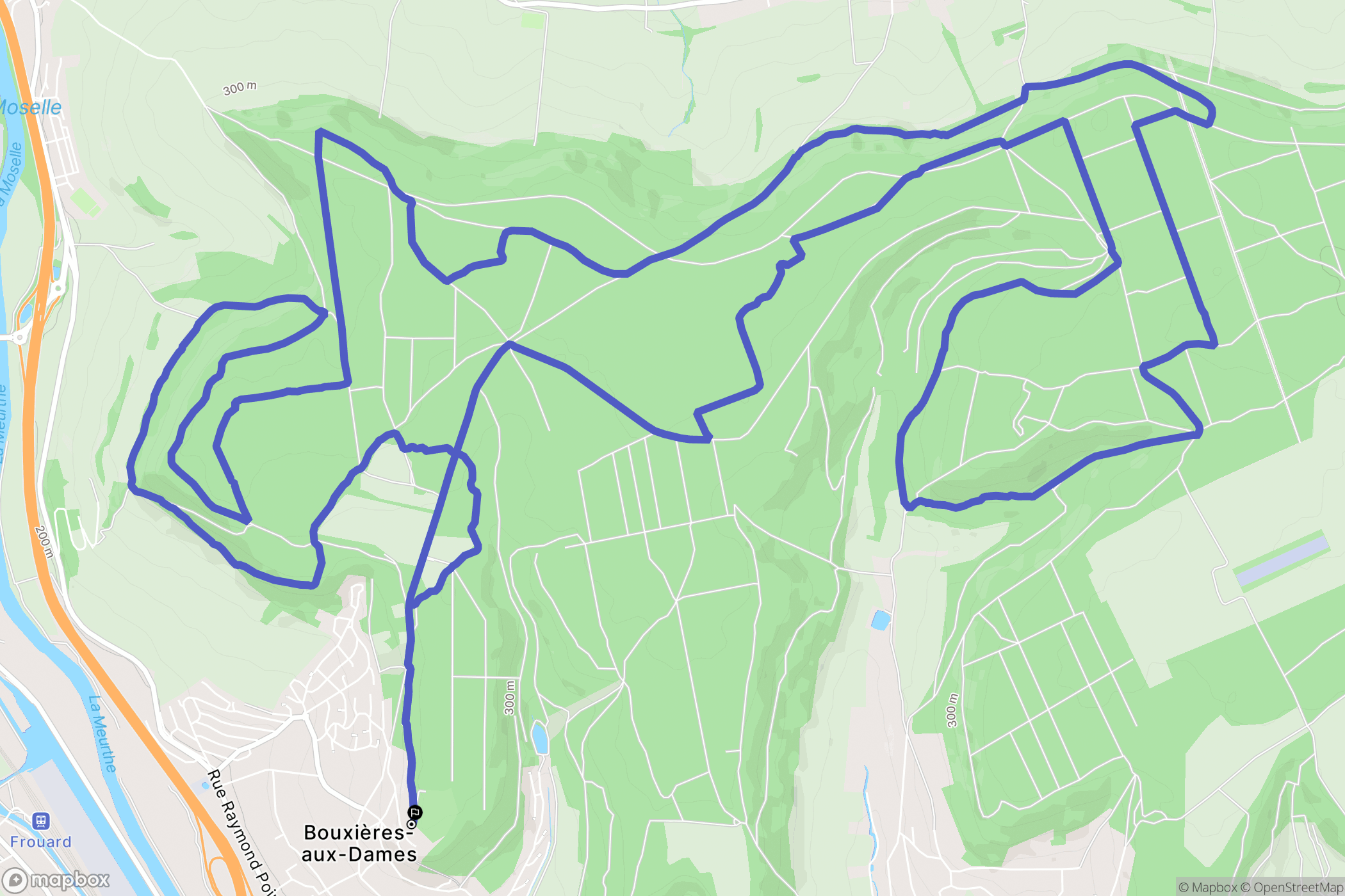Bouxières-aux-Dames : carte du parcours de randonnée - France