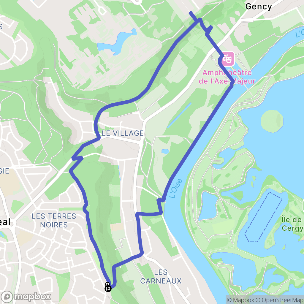Vauréal : carte du parcours de randonnée - France
