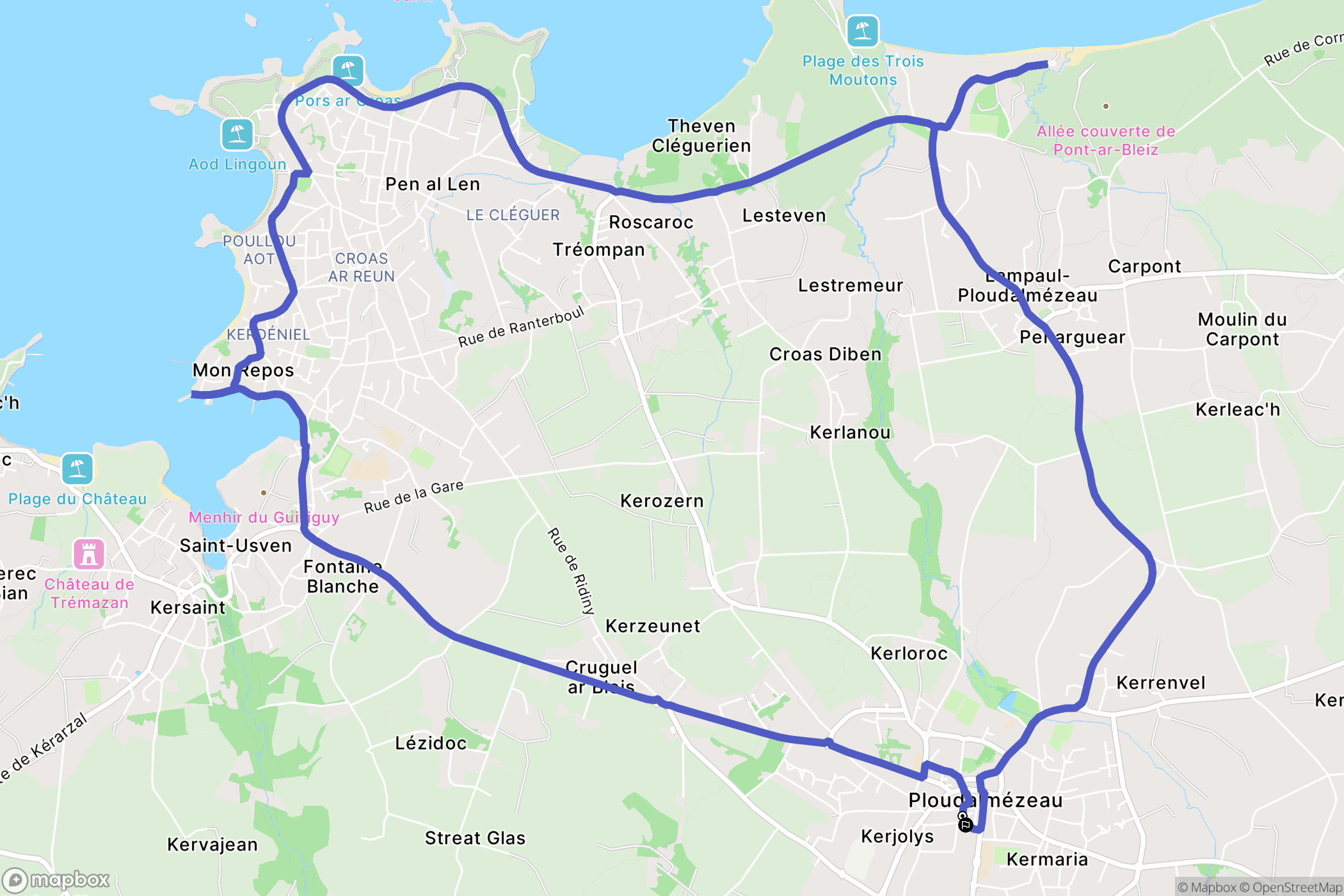 Ploudalmézeau : carte du parcours de randonnée - France