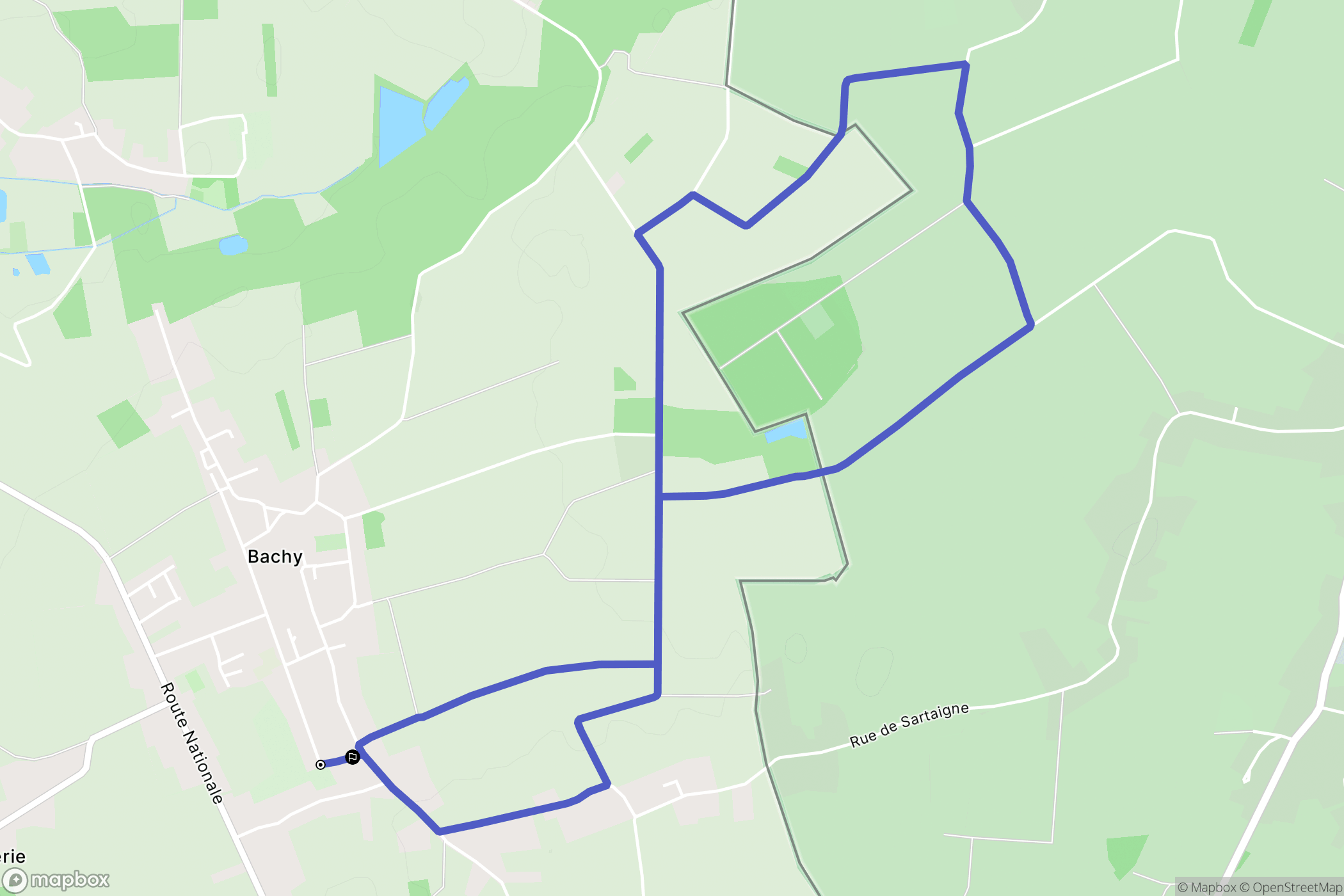 Bachy : carte du parcours de randonnée - France