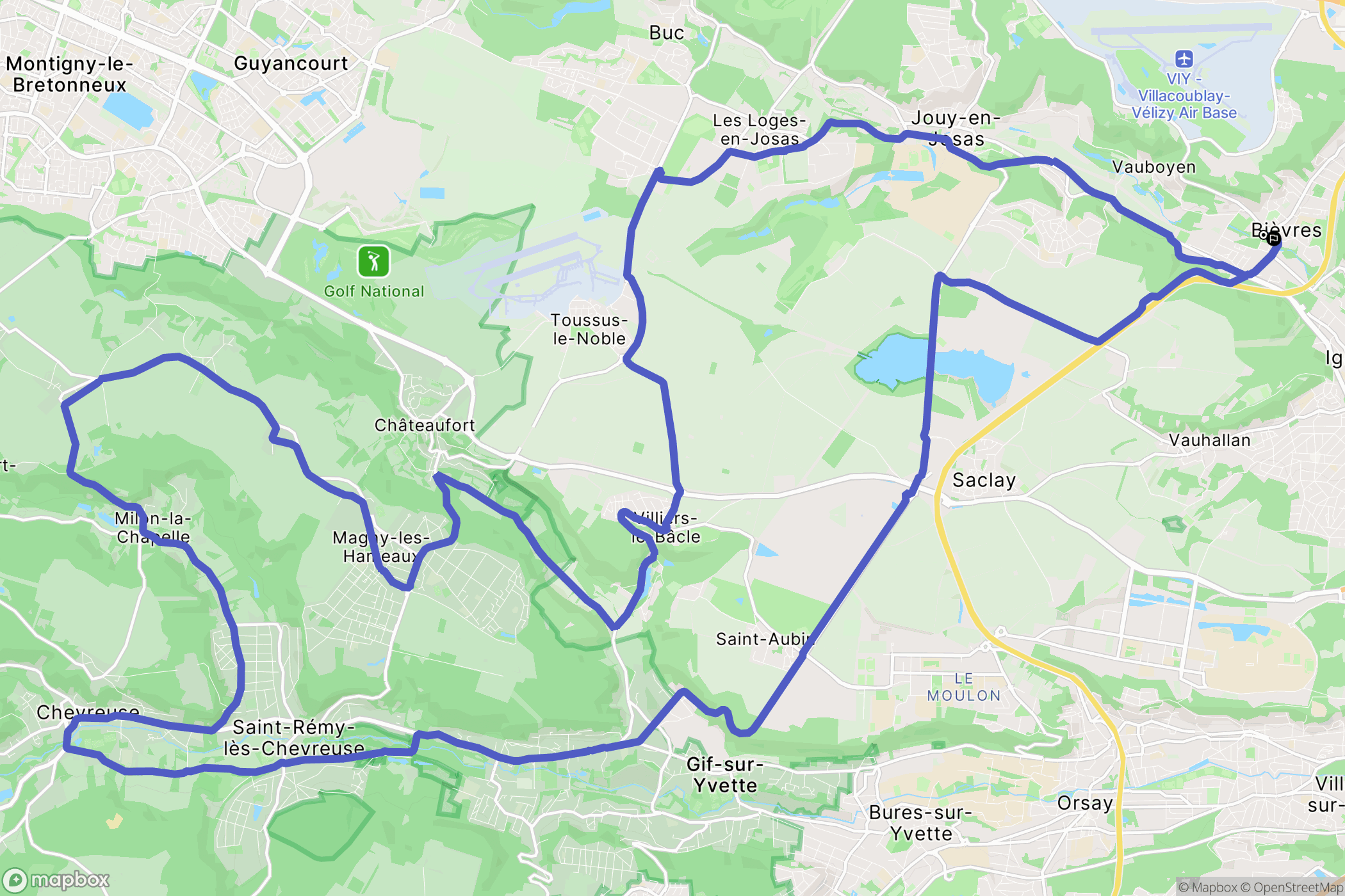 Bièvres : carte du parcours de randonnée - France