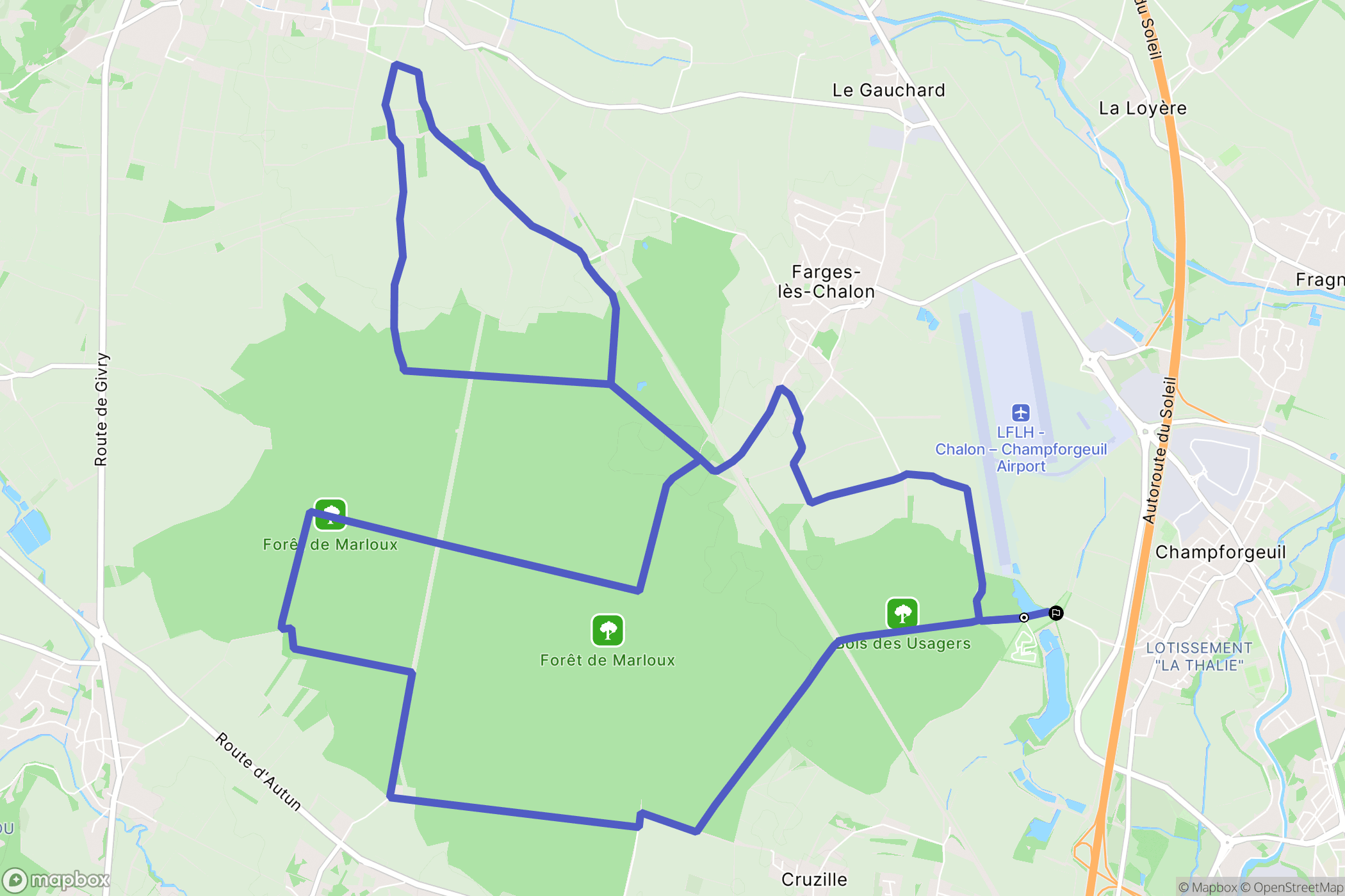 Champforgeuil : carte du parcours de randonnée - France