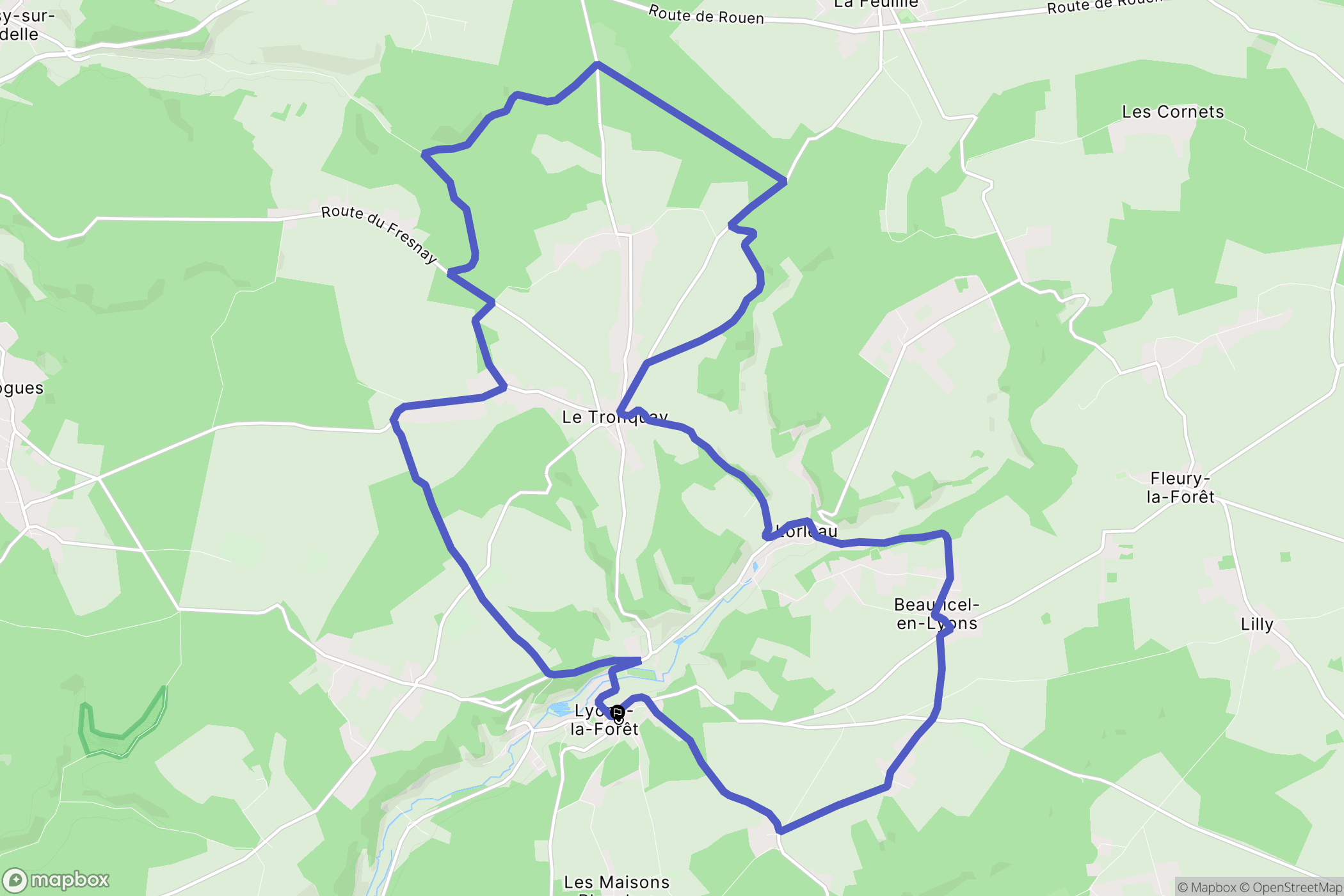 Lyons-la-Forêt : carte du parcours de randonnée - France