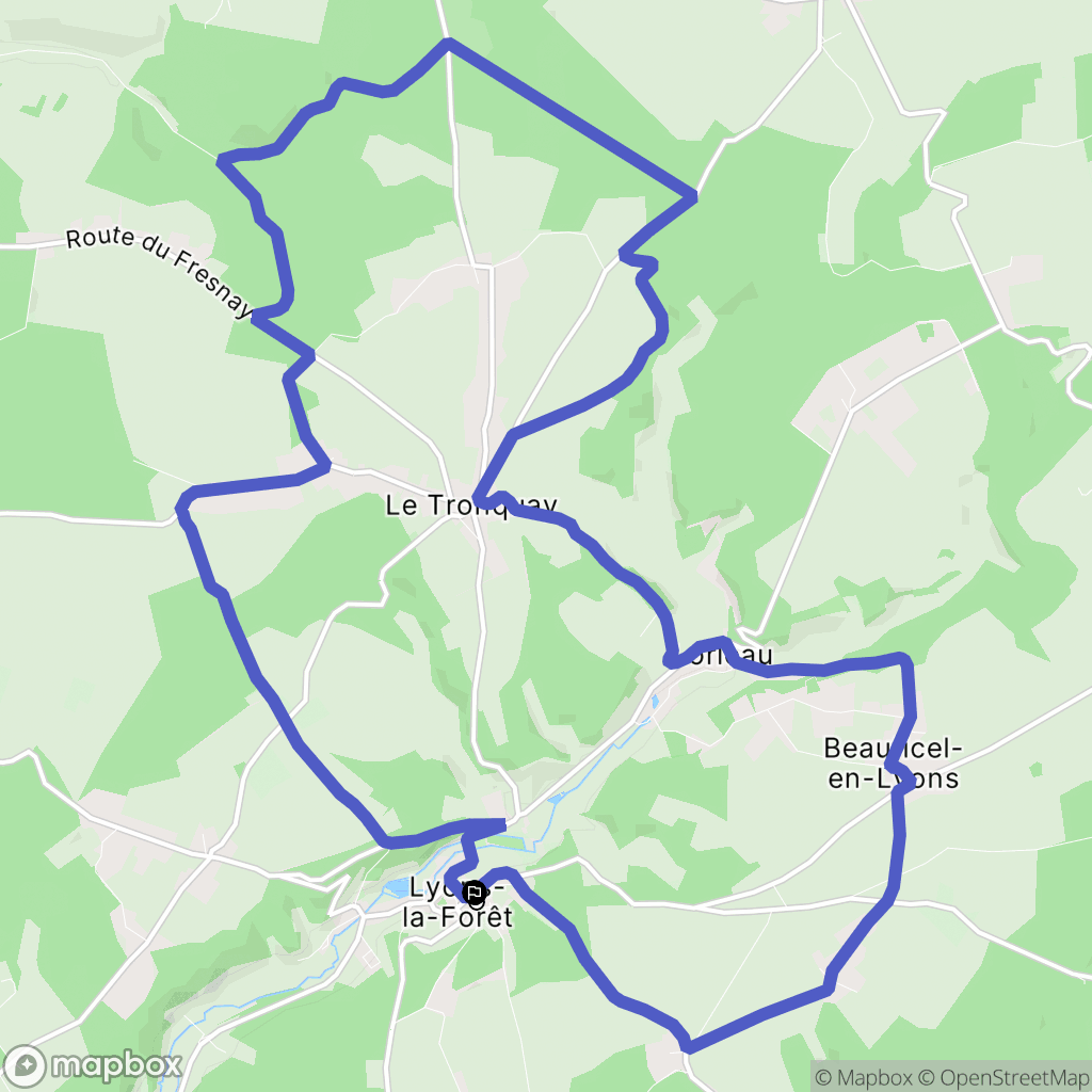 Lyons-la-Forêt : carte du parcours de randonnée - France