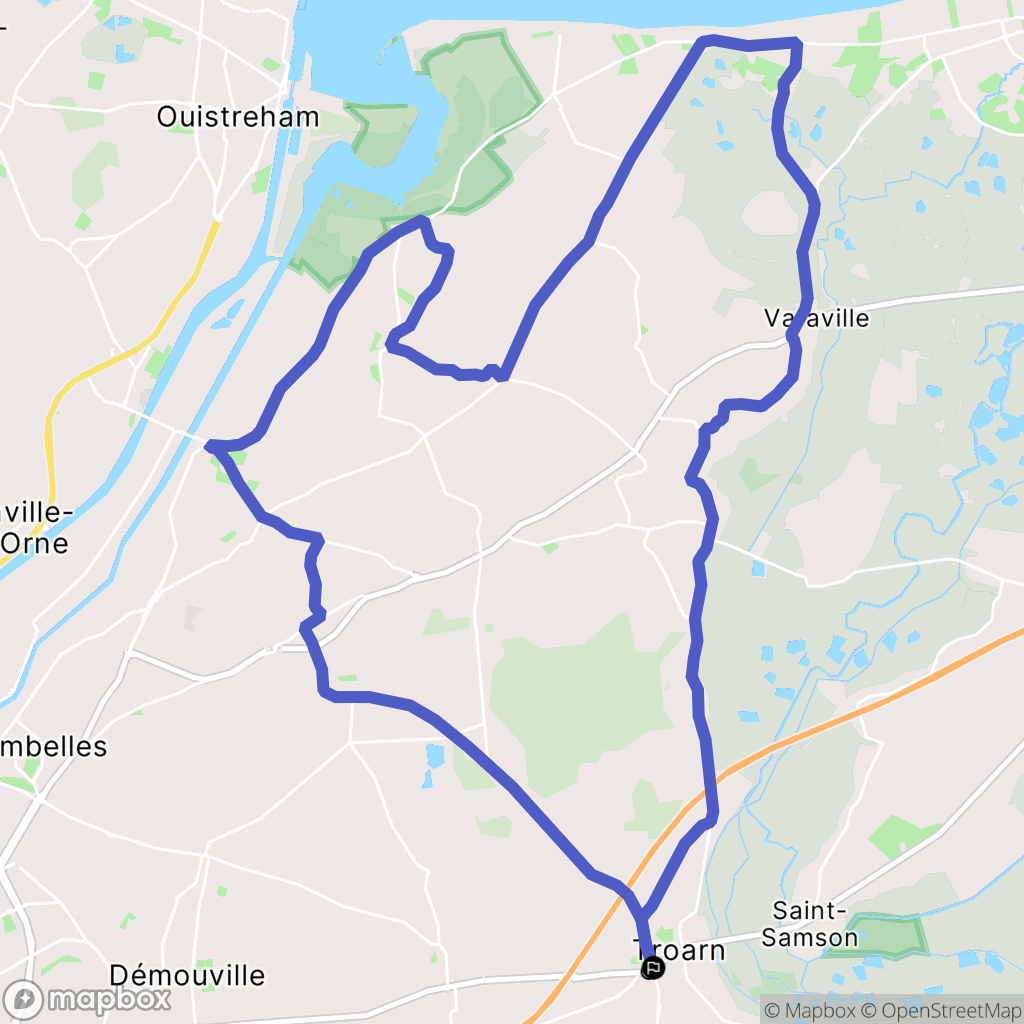 Troarn : carte du parcours de randonnée - France