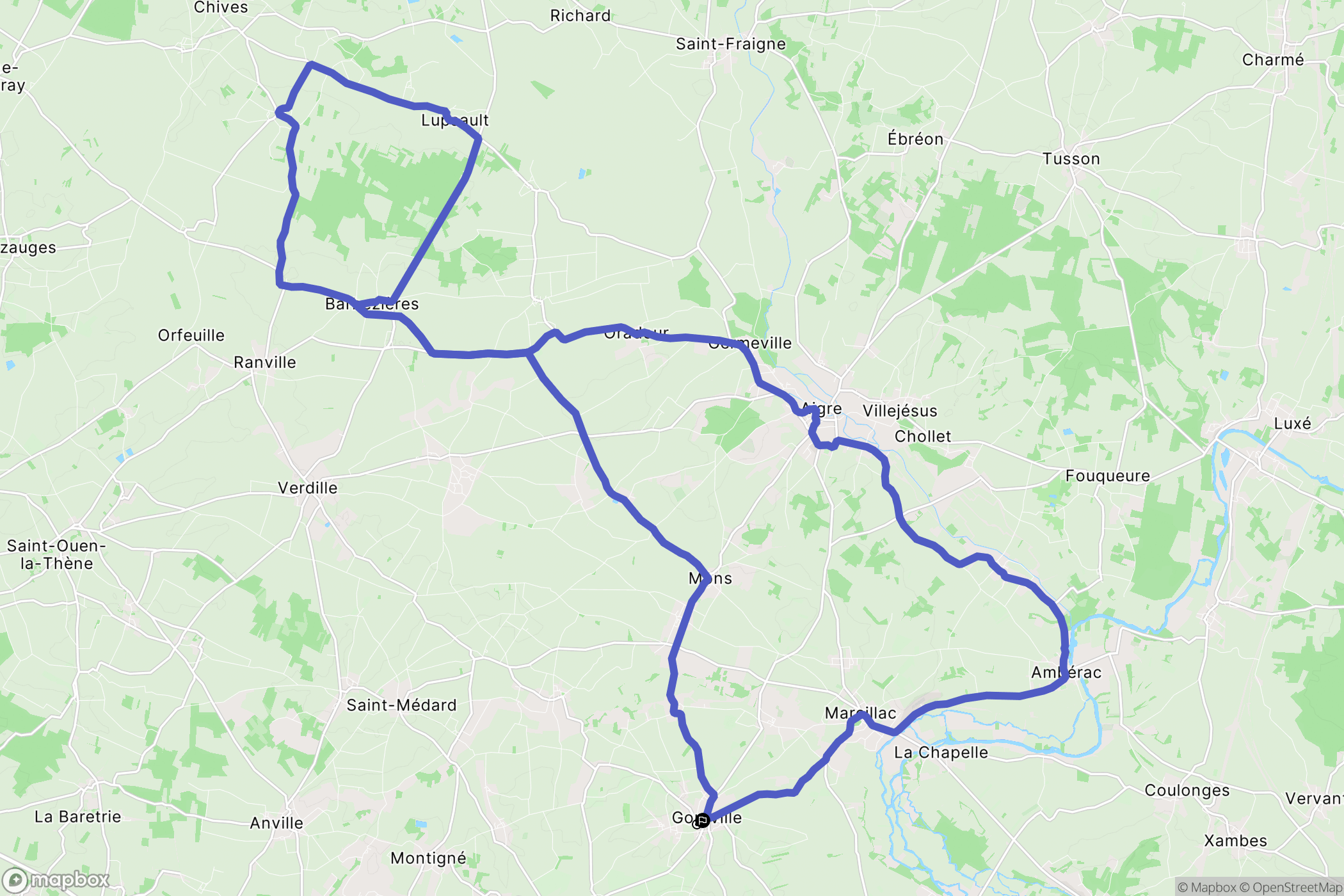 Rouillac : carte du parcours de randonnée - France