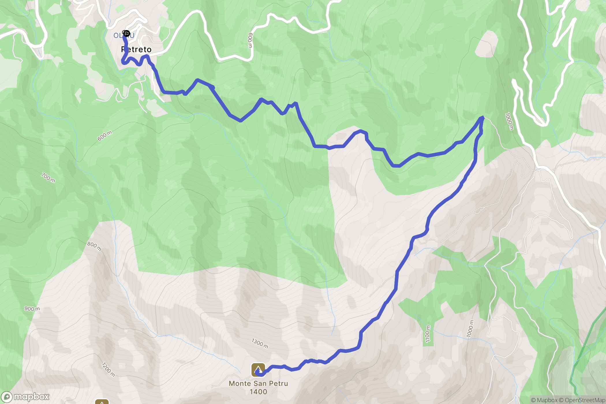 Petreto-Bicchisano : carte du parcours de randonnée - France