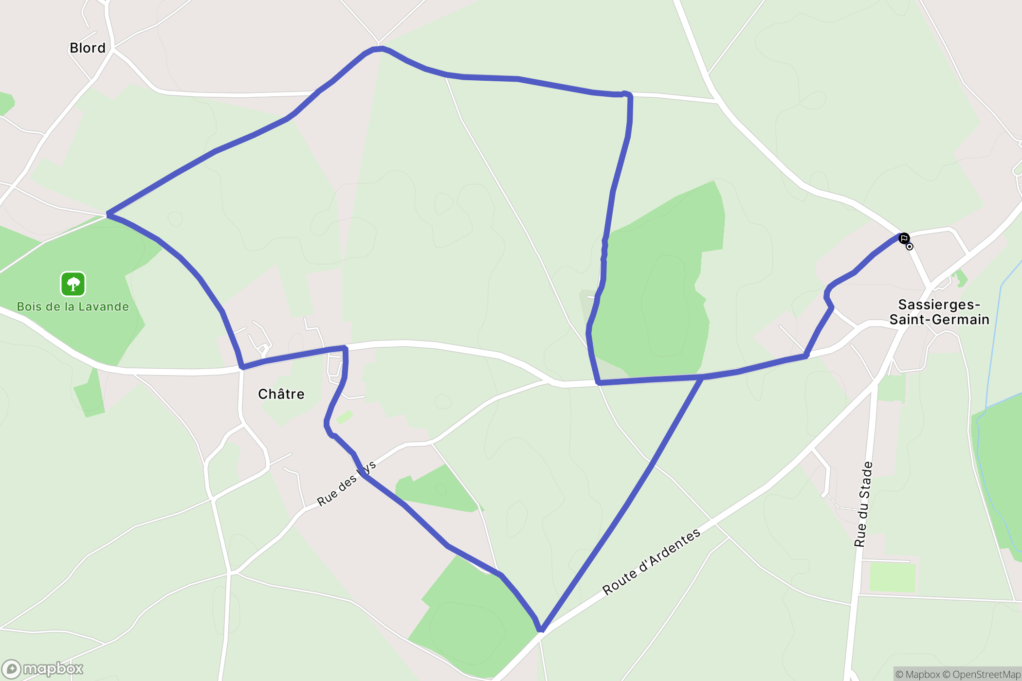 Sassierges-Saint-Germain : carte du parcours de randonnée - France