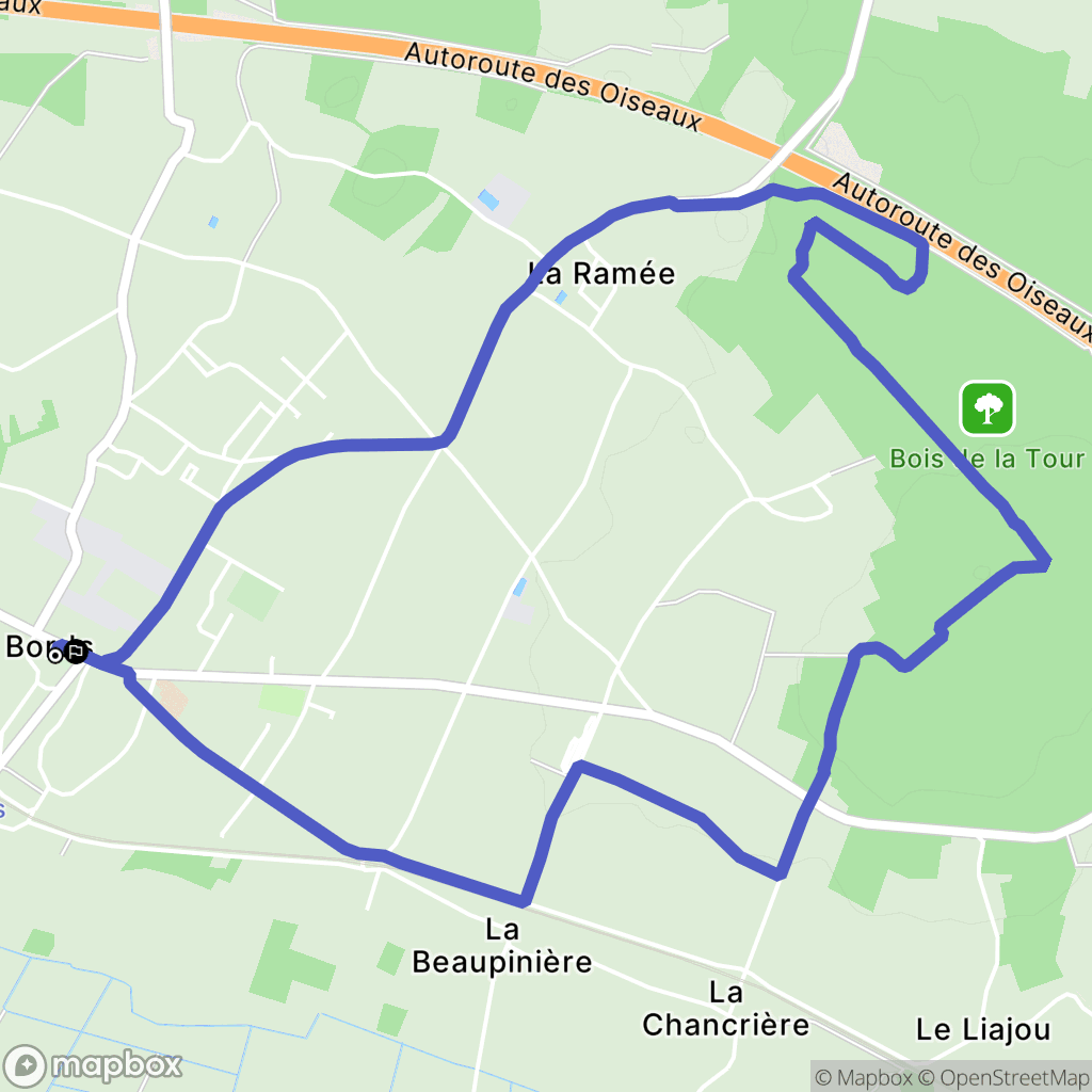 Bords : carte du parcours de randonnée - France