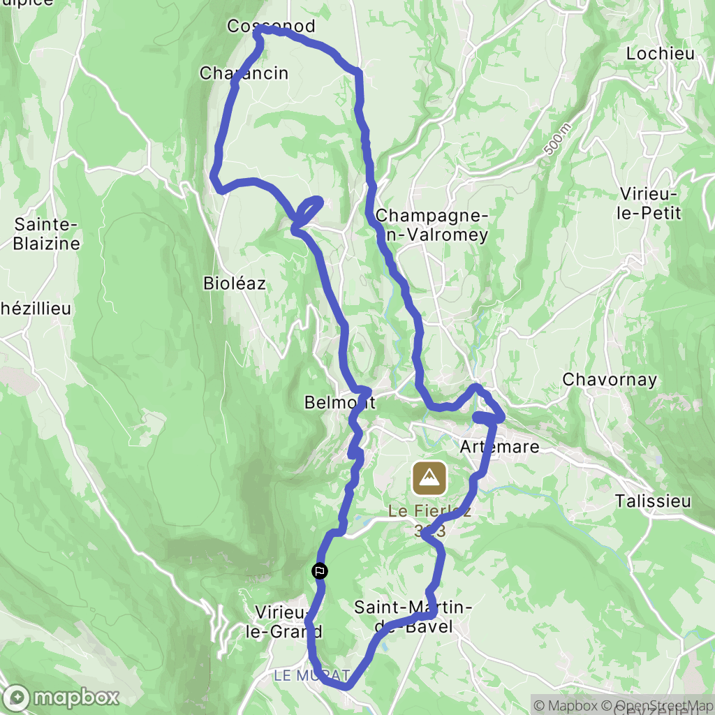 Virieu-le-Grand : carte du parcours de randonnée - France