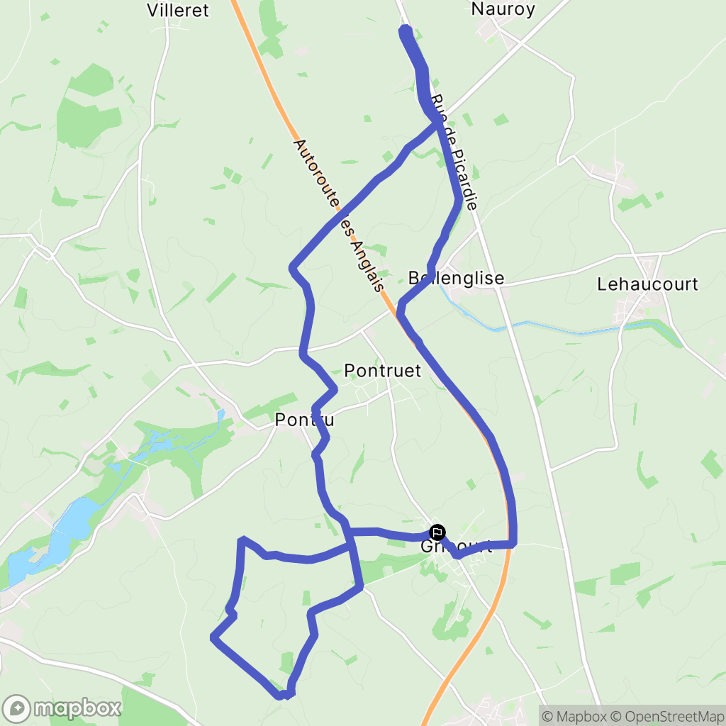 Gricourt : carte du parcours de randonnée - France