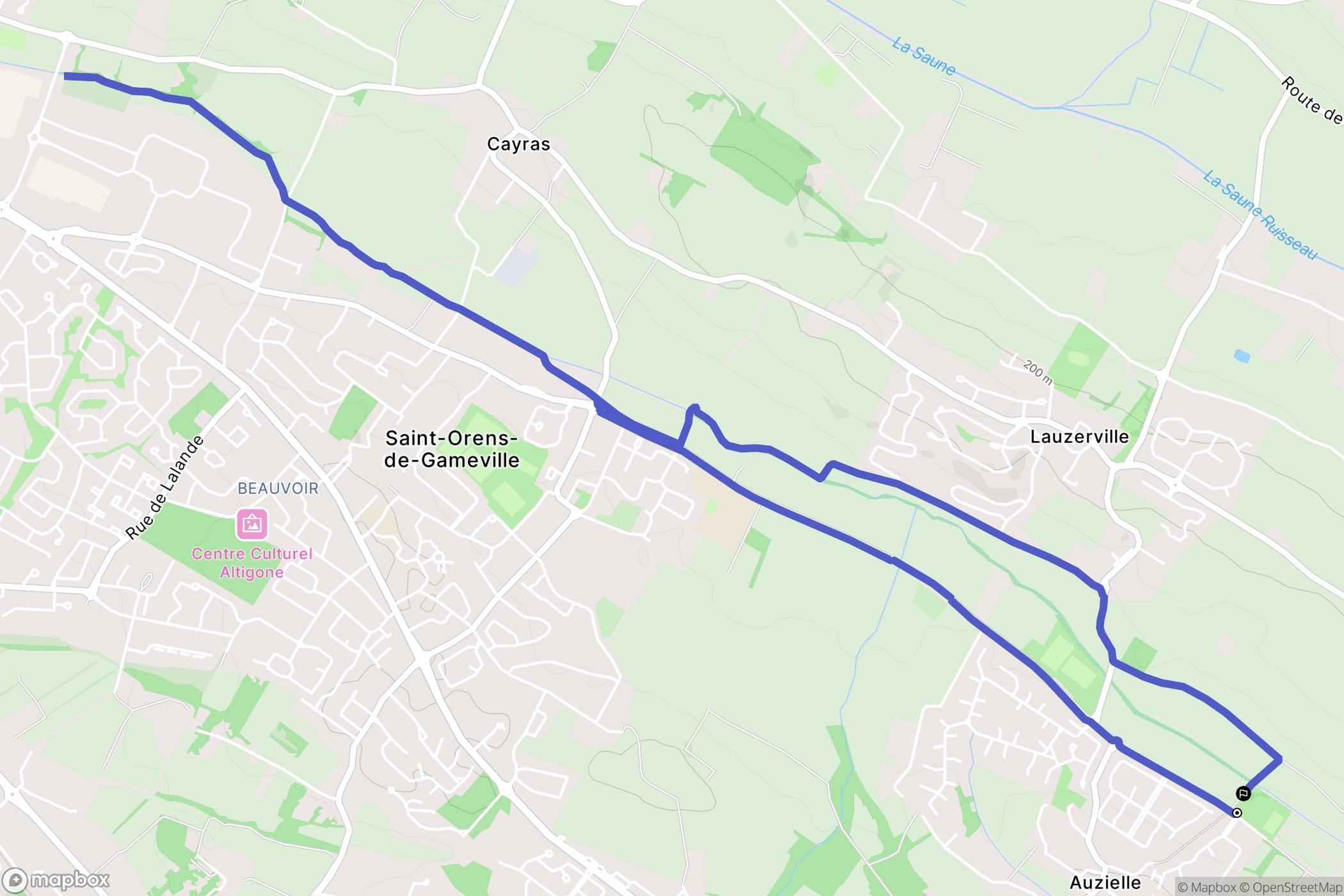 Auzielle : carte du parcours de randonnée - France