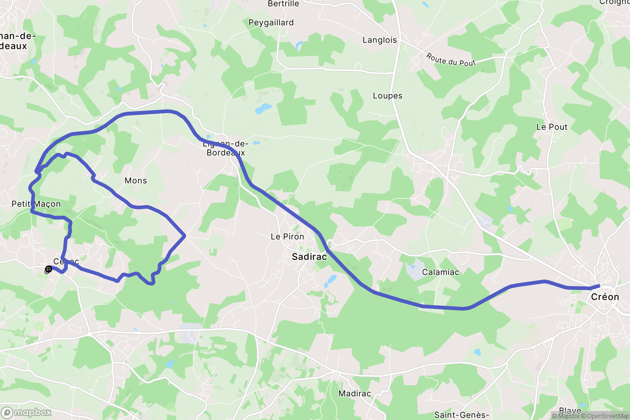 Cenac : carte du parcours de randonnée - France