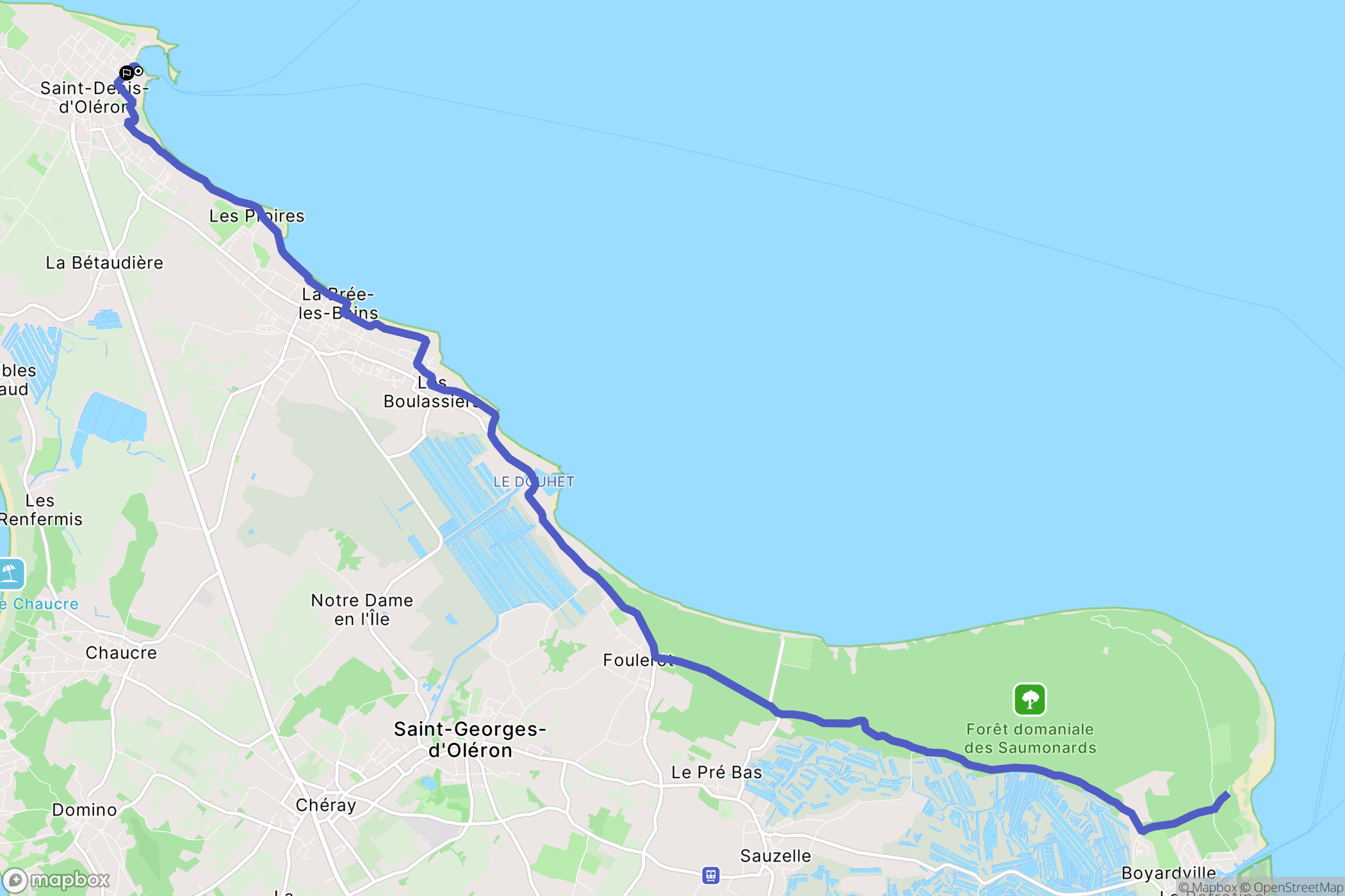 Saint-Denis-d'Oléron : carte du parcours de randonnée - France