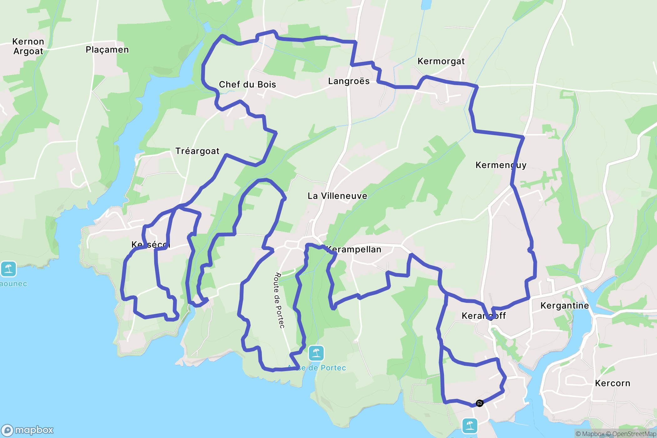 Clohars-Carnoët : carte du parcours de randonnée - France