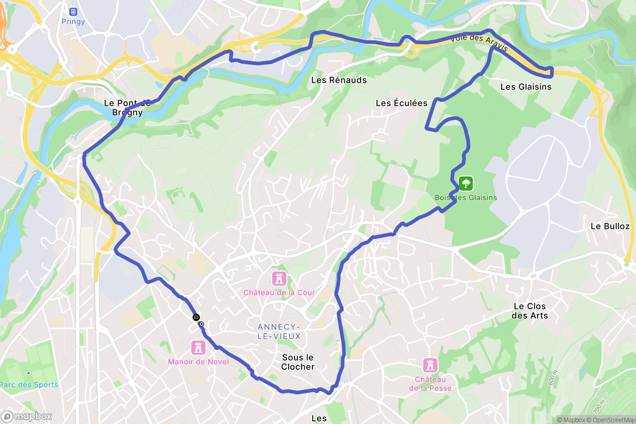 Annecy : carte du parcours de randonnée - France