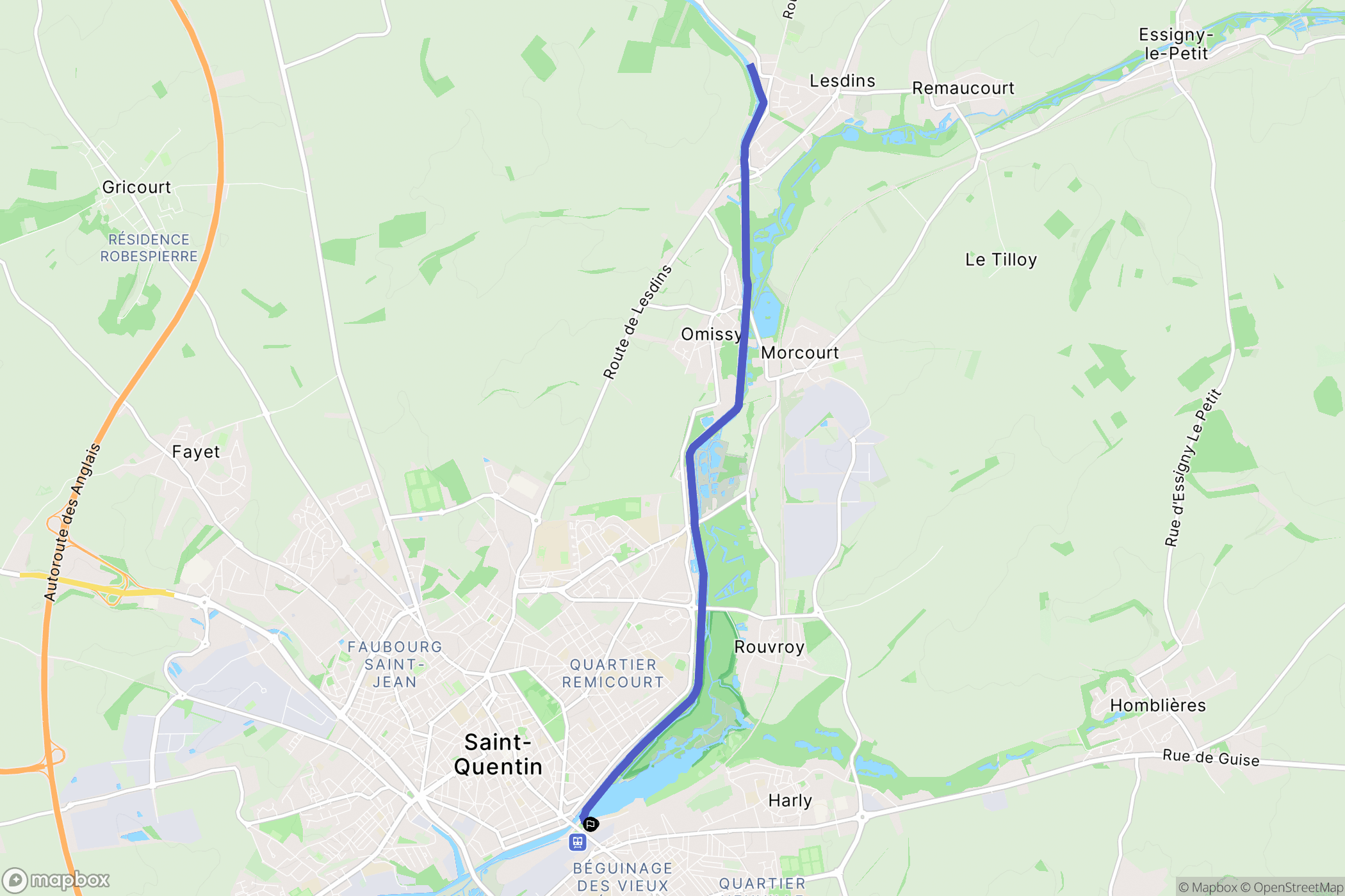 Saint-Quentin : carte du parcours de randonnée - France