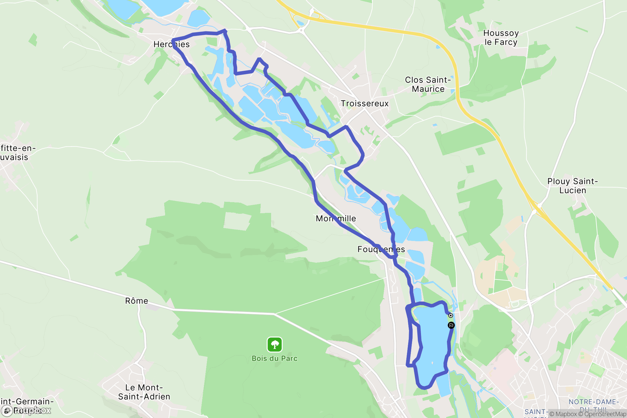 Beauvais : carte du parcours de randonnée - France