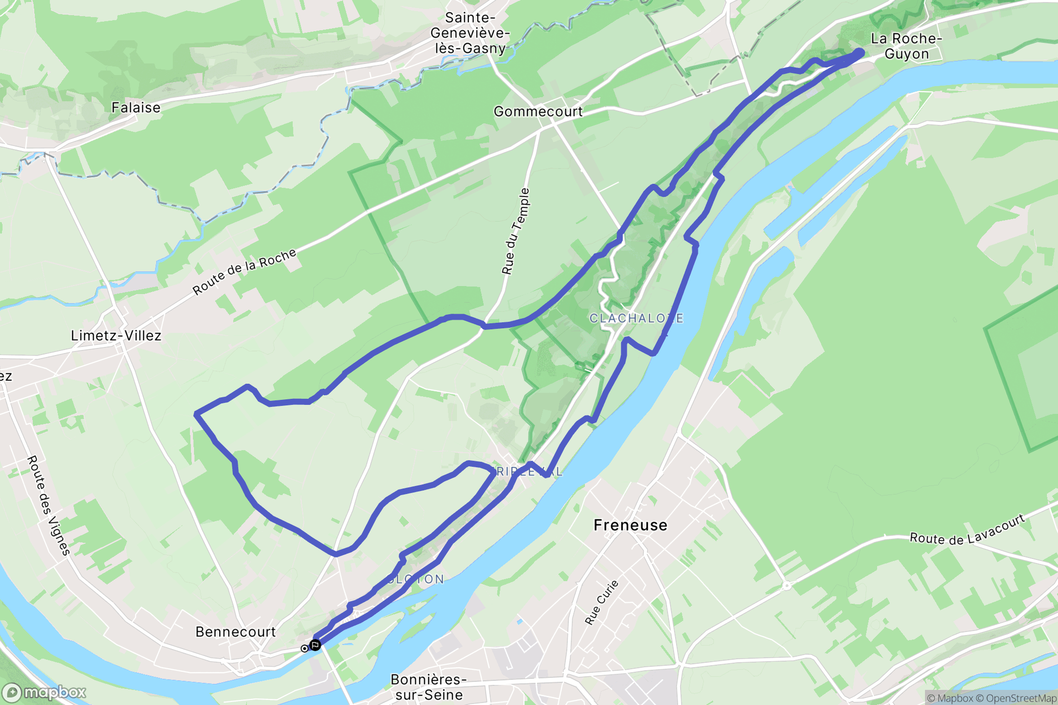 Bennecourt : carte du parcours de randonnée - France