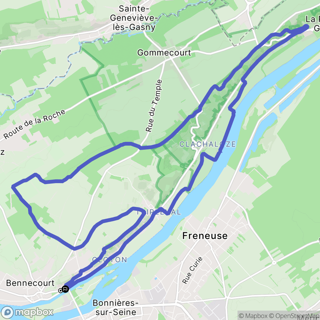 Bennecourt : carte du parcours de randonnée - France