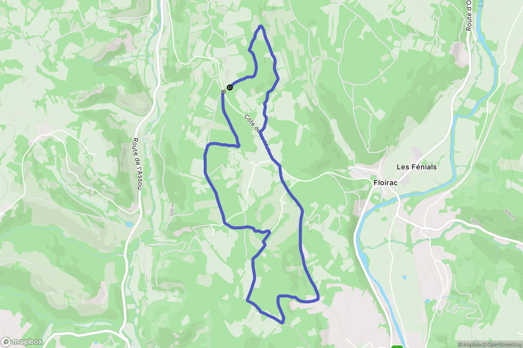 La Rouquette : carte du parcours de randonnée - France