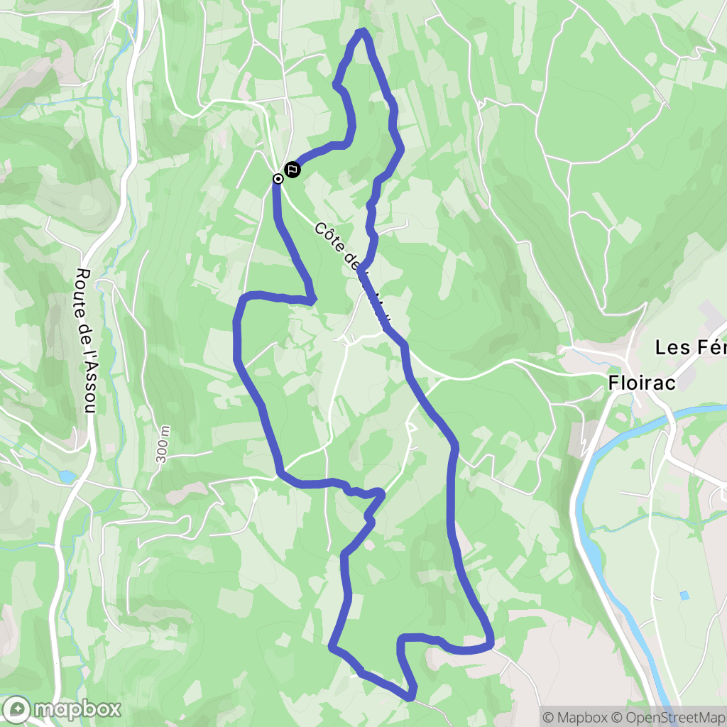 La Rouquette : carte du parcours de randonnée - France
