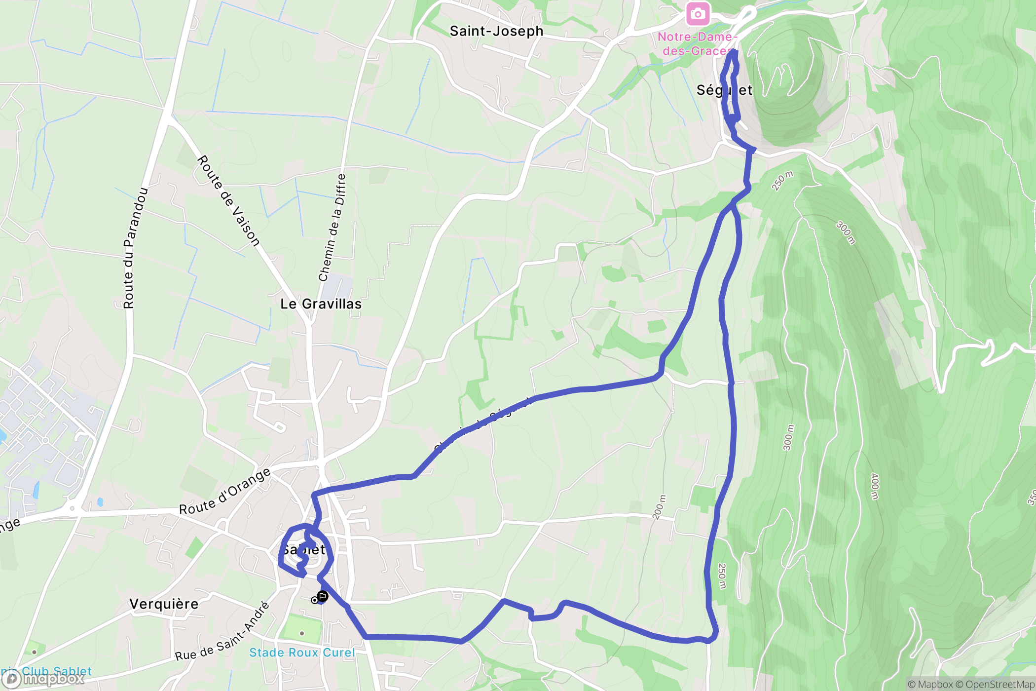 Sablet : carte du parcours de randonnée - France