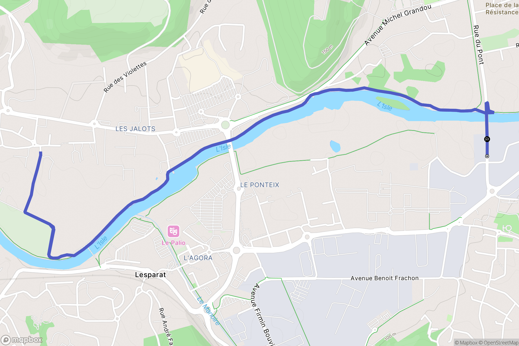 Boulazac Isle Manoire : carte du parcours de randonnée - France