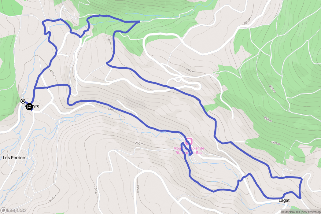 Ambert : carte du parcours de randonnée - France