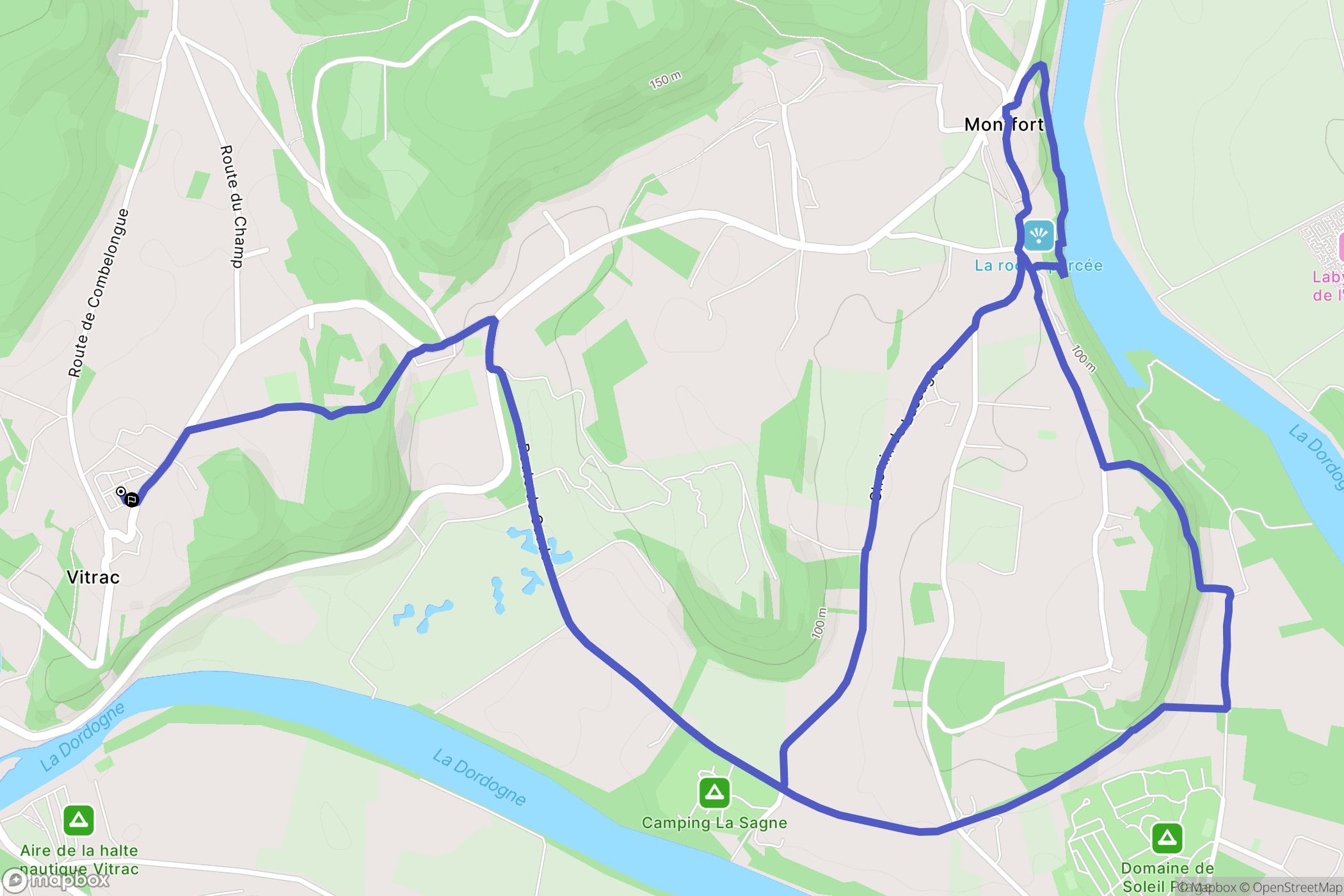Vitrac : carte du parcours de randonnée - France