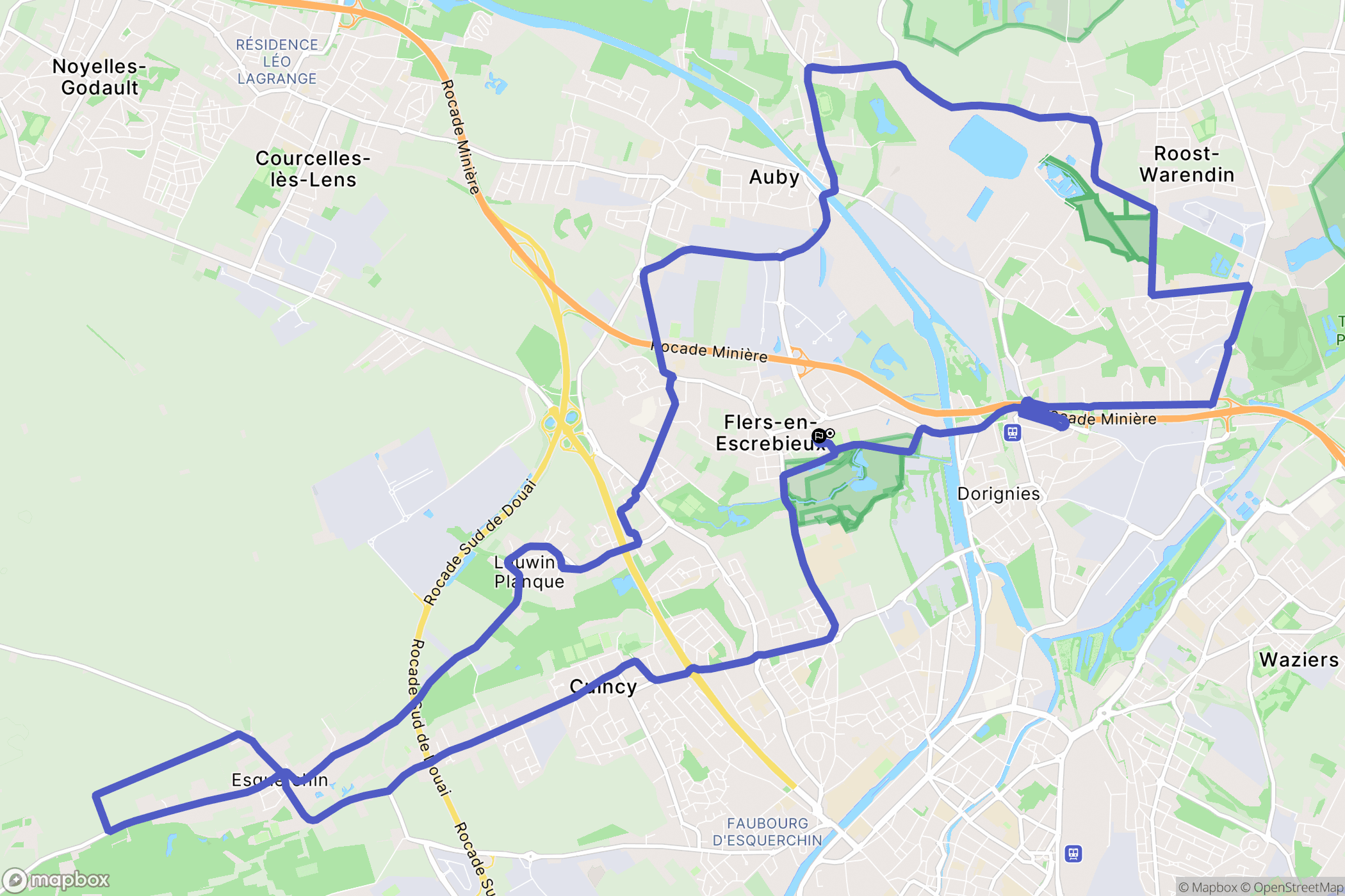 Flers-en-Escrebieux : carte du parcours de randonnée - France