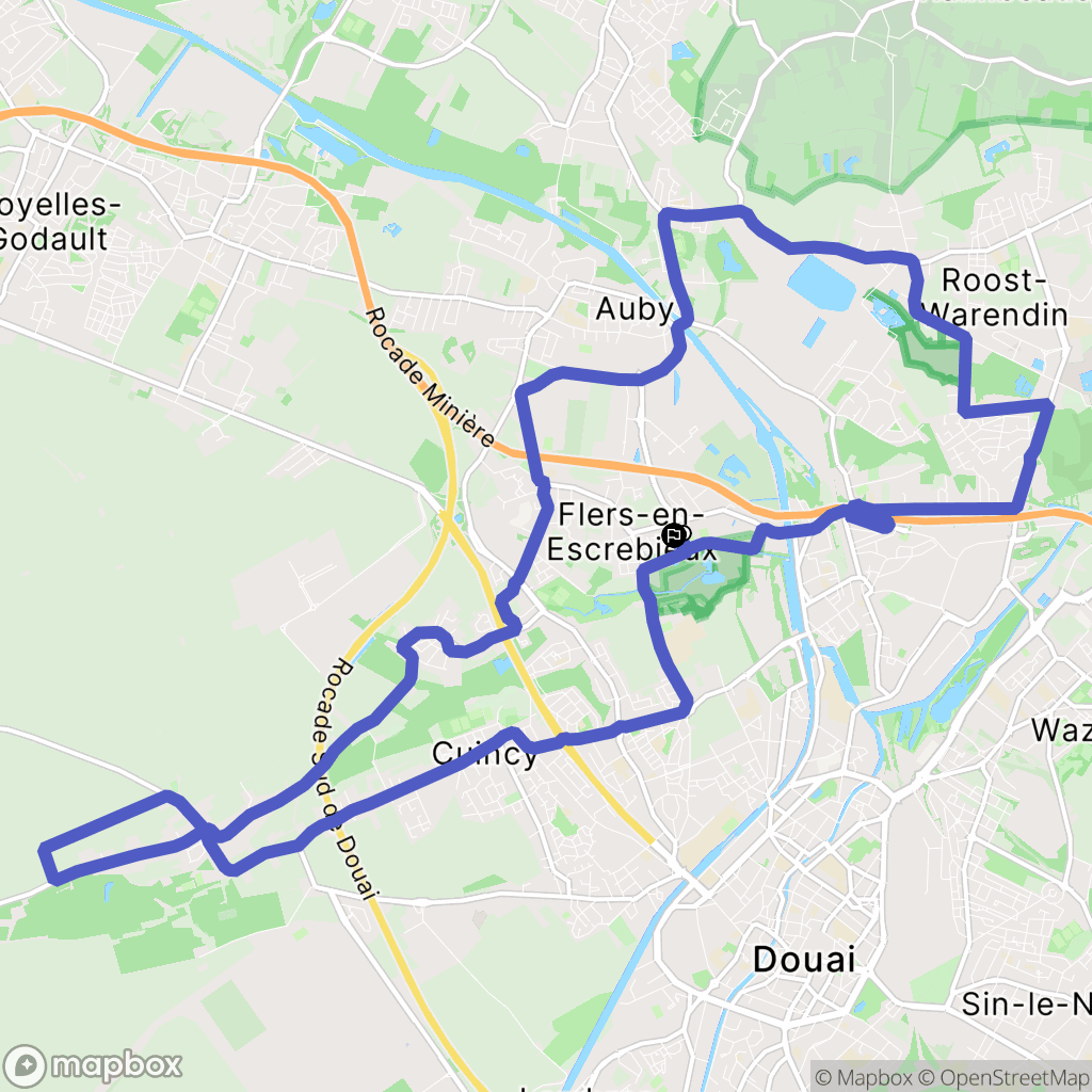 Flers-en-Escrebieux : carte du parcours de randonnée - France