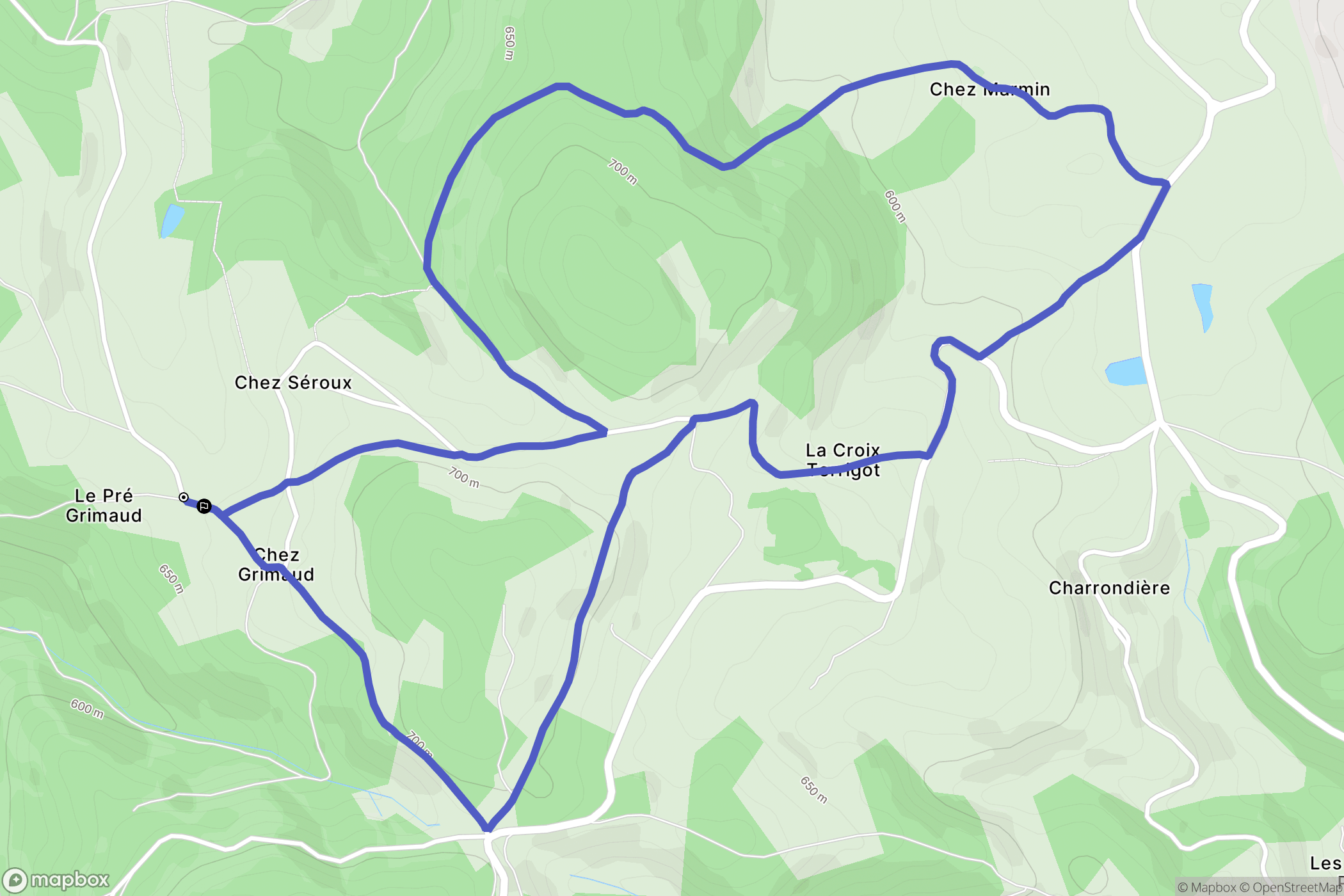 Arfeuilles : carte du parcours de randonnée - France