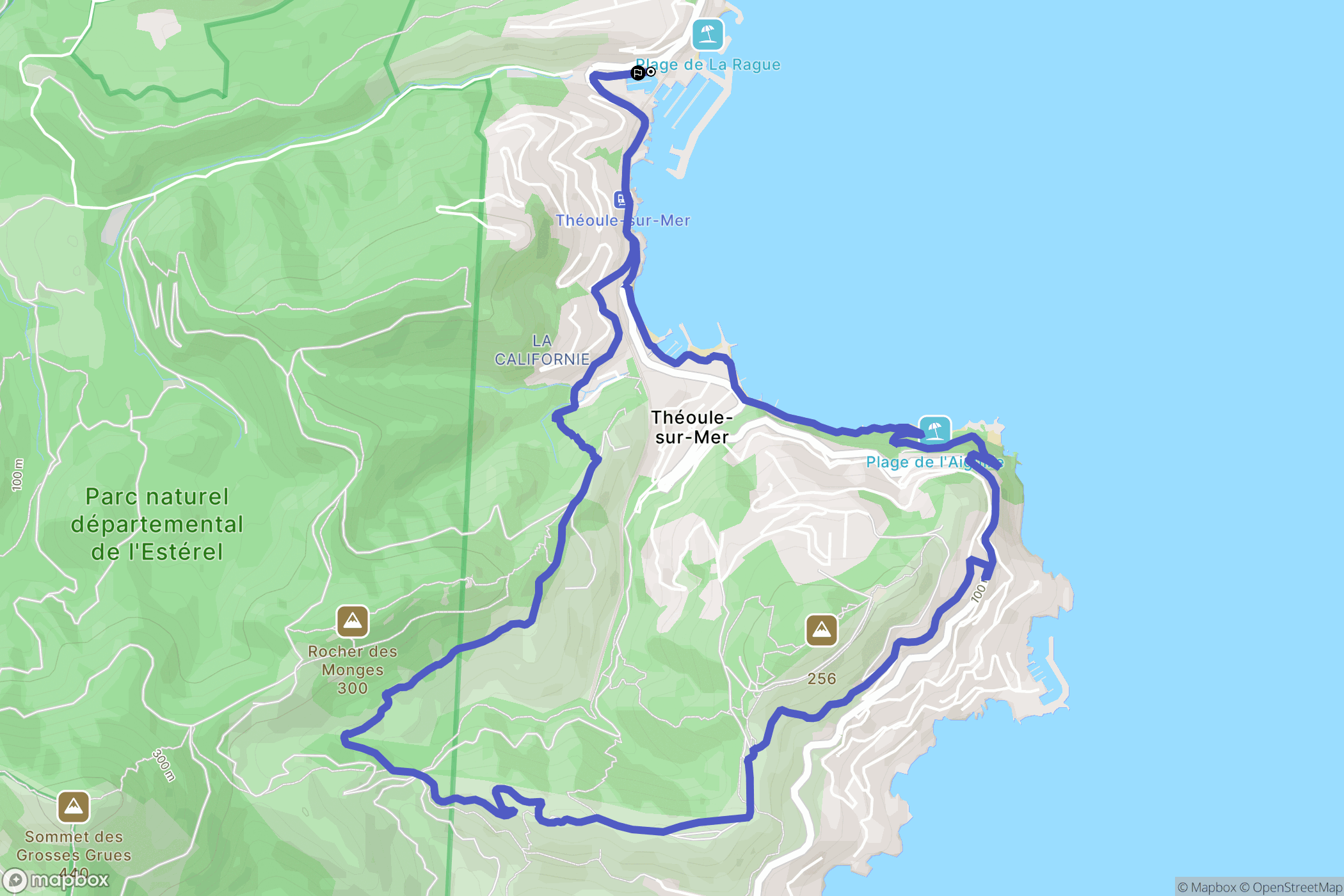 Mandelieu-la-Napoule : carte du parcours de randonnée - France