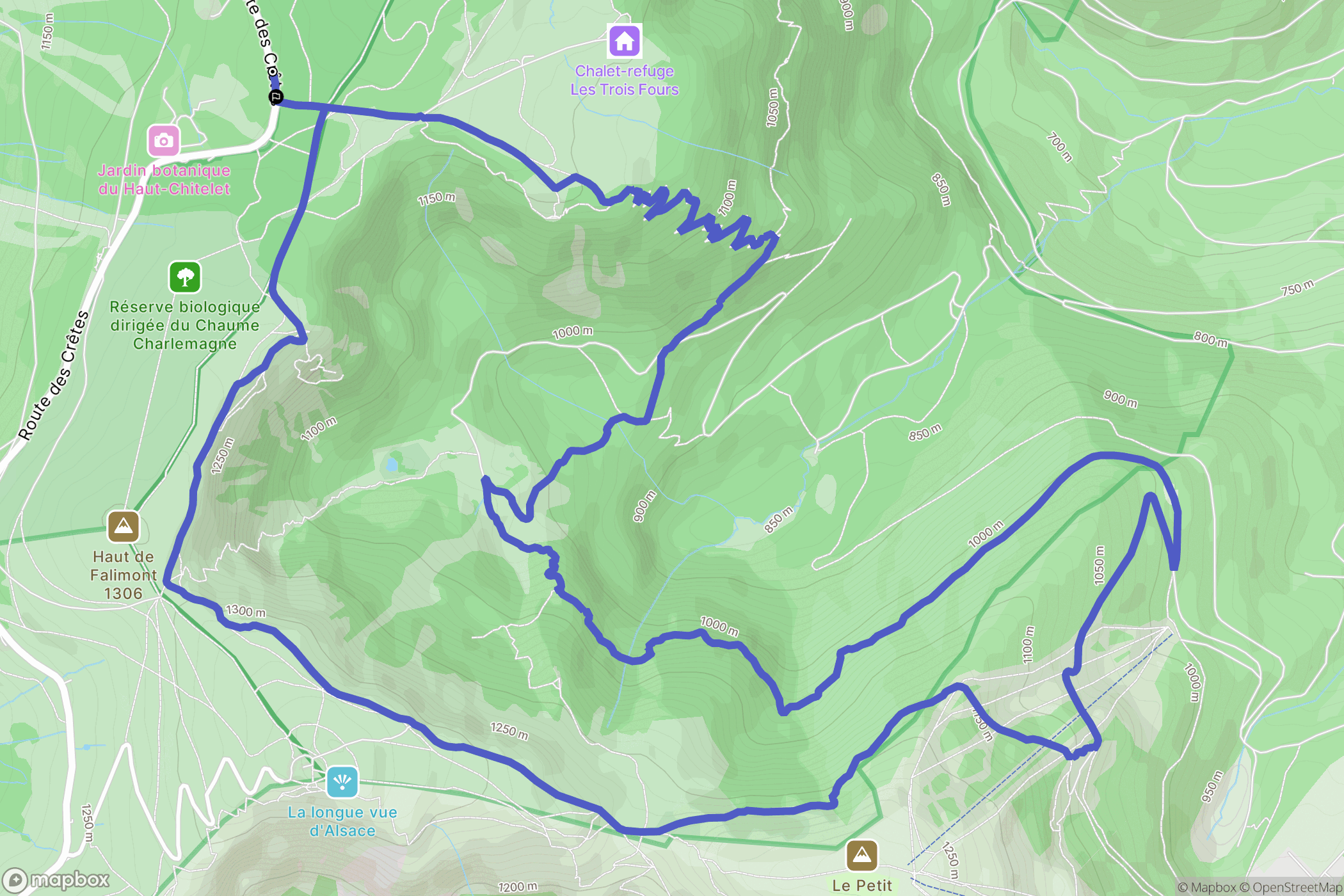 Xonrupt-Longemer : carte du parcours de randonnée - France
