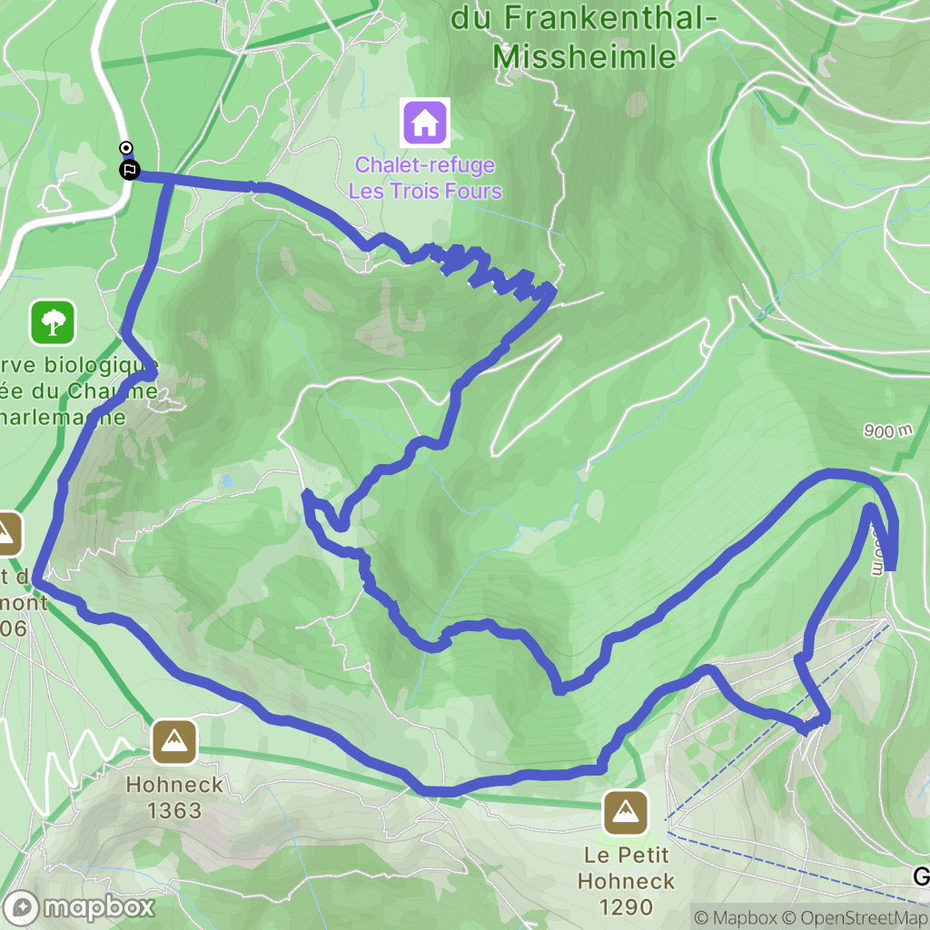 Xonrupt-Longemer : carte du parcours de randonnée - France
