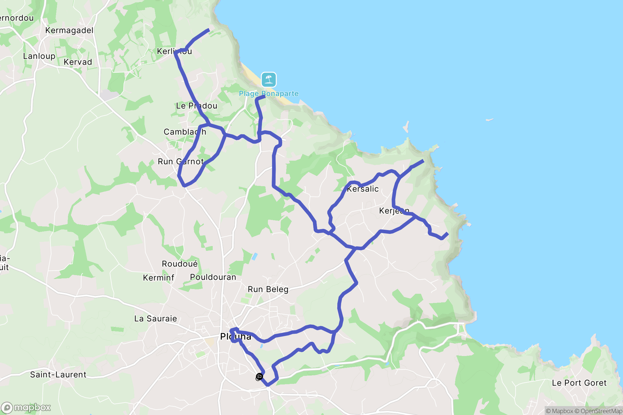 Plouha : carte du parcours de randonnée - France