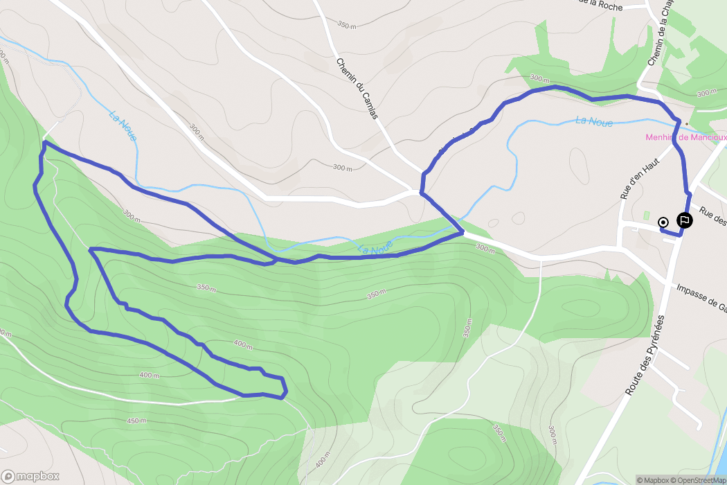 Mancioux : carte du parcours de randonnée - France