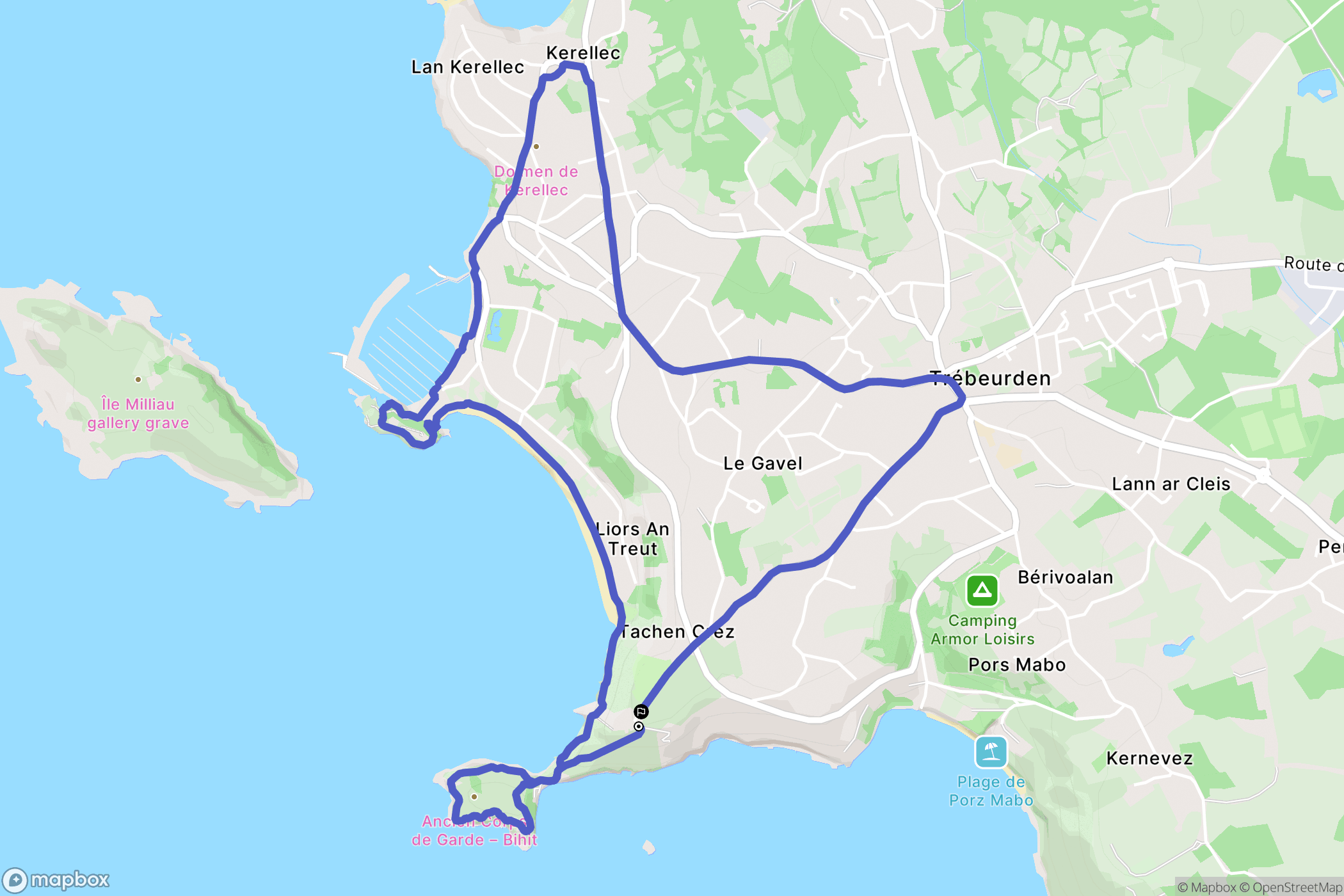 Trebeurden : carte du parcours de randonnée - France