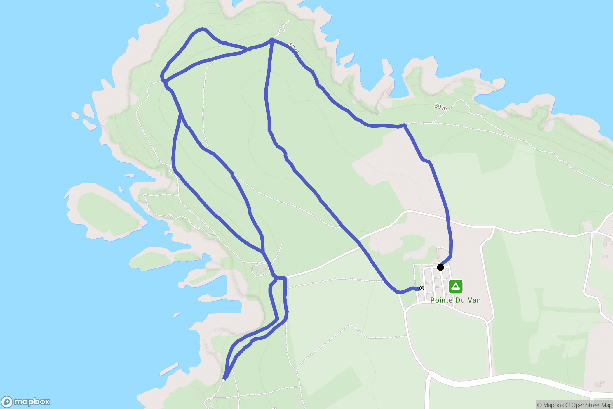 Cléden-Cap-Sizun : carte du parcours de randonnée - France