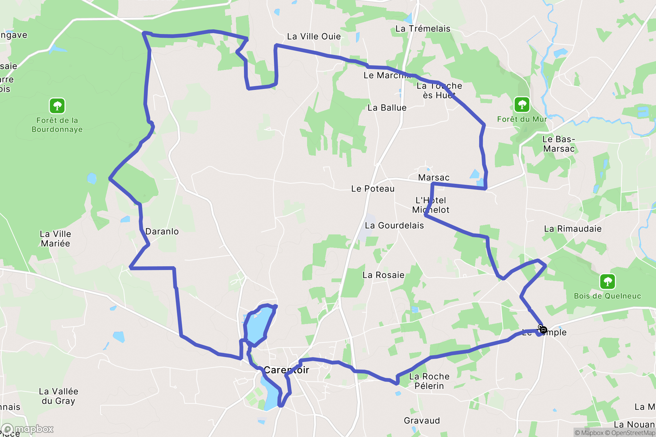 Carentoir : carte du parcours de randonnée - France