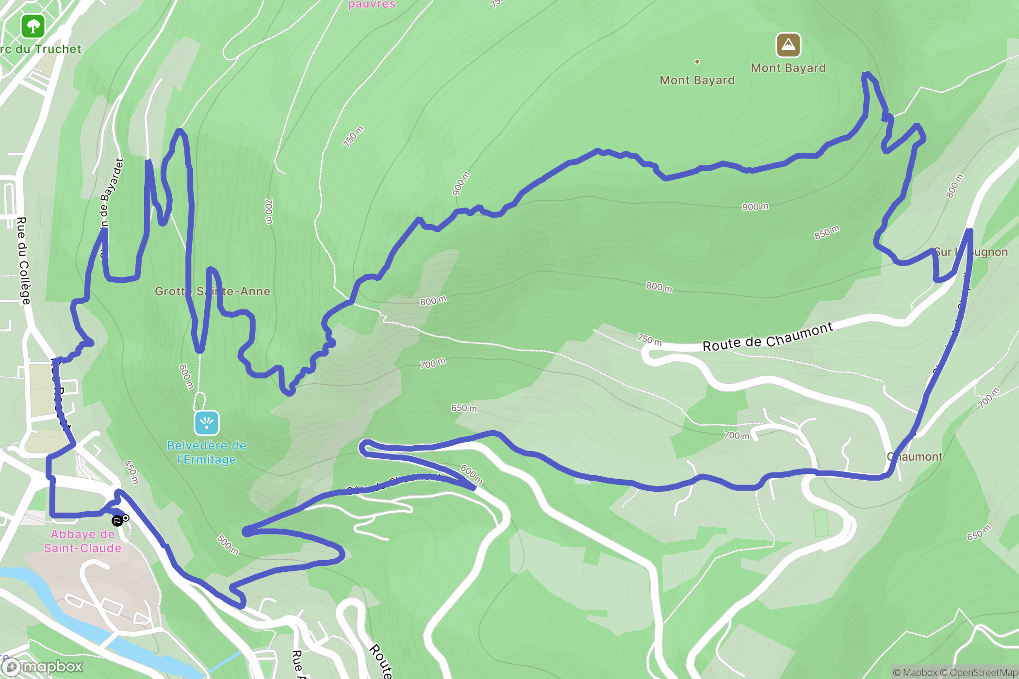 Saint-Claude : carte du parcours de randonnée - France