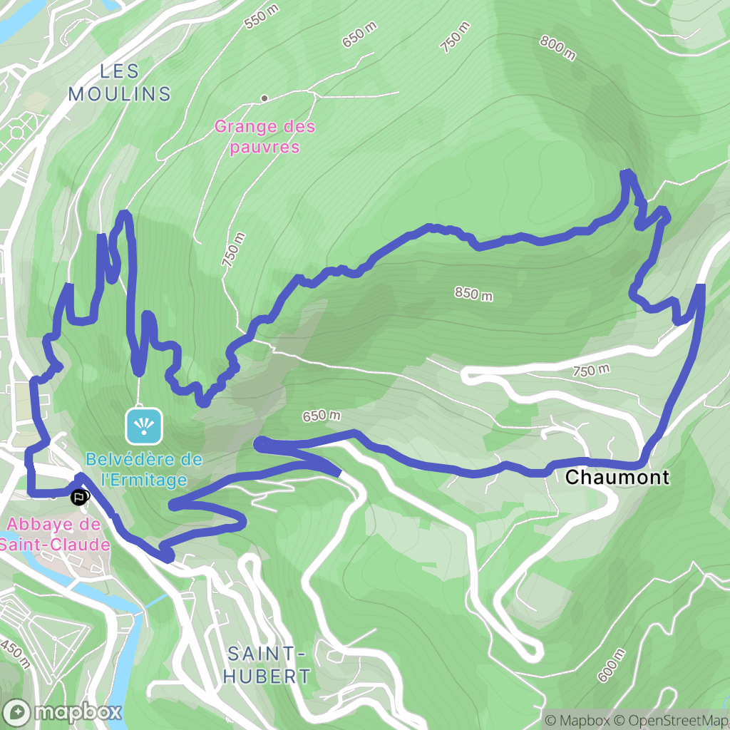 Saint-Claude : carte du parcours de randonnée - France