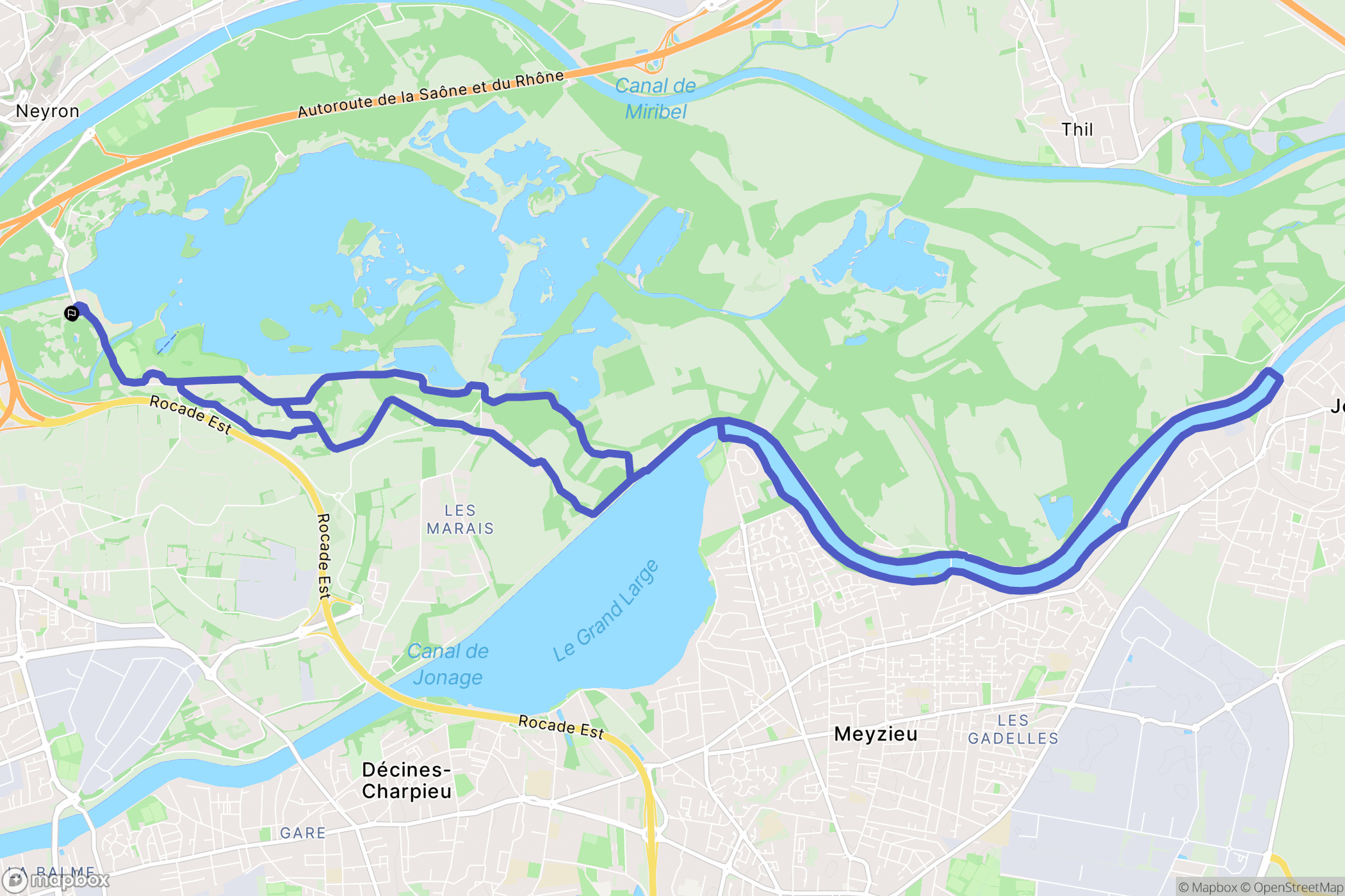 Vaulx-en-Velin : carte du parcours de randonnée - France