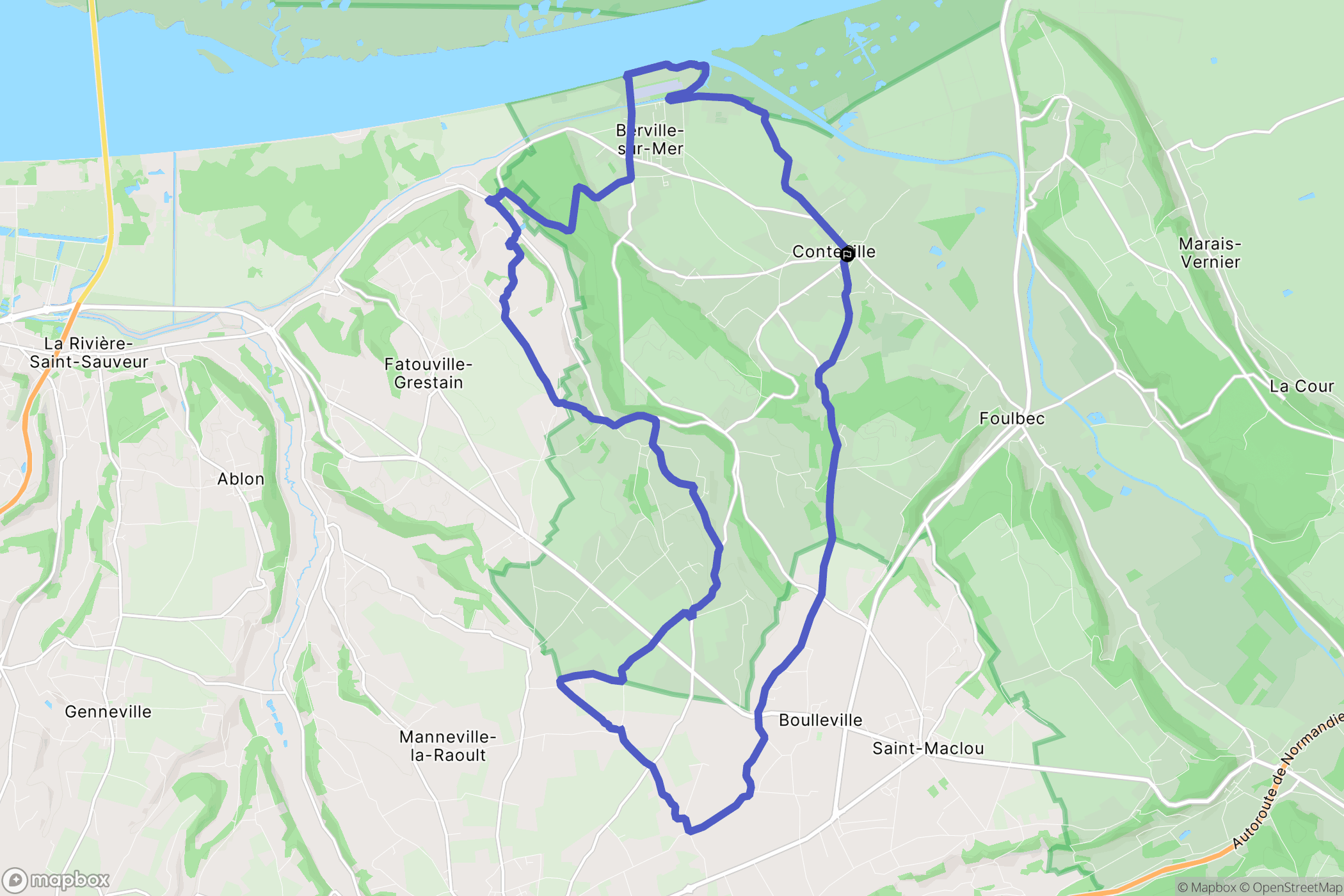 Conteville : carte du parcours de randonnée - France