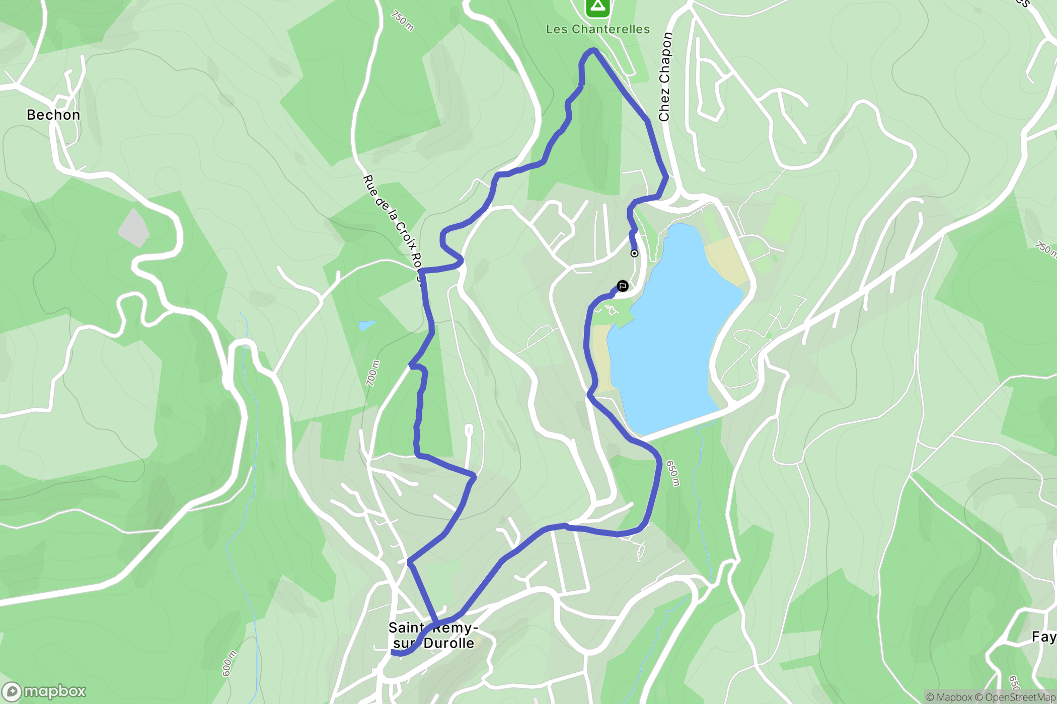 Saint-Rémy-sur-Durolle : carte du parcours de randonnée - France
