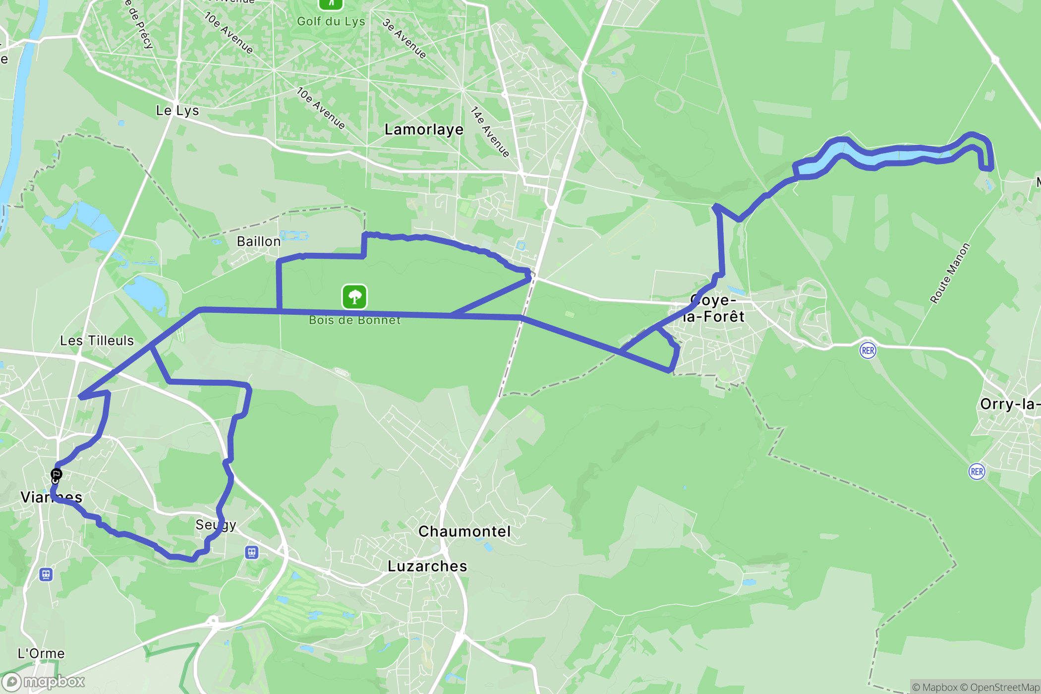 Viarmes : carte du parcours de randonnée - France