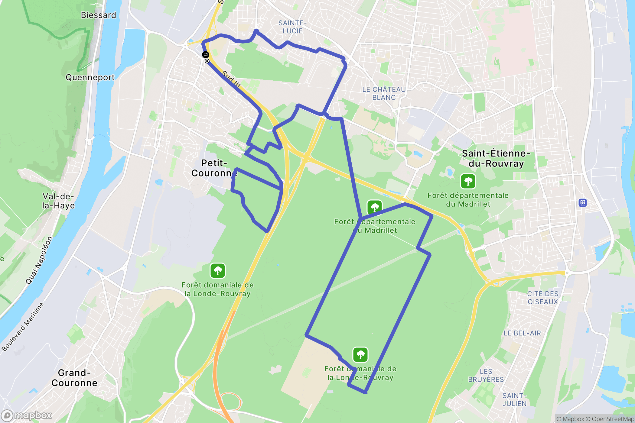 Petit-Couronne : carte du parcours de randonnée - France