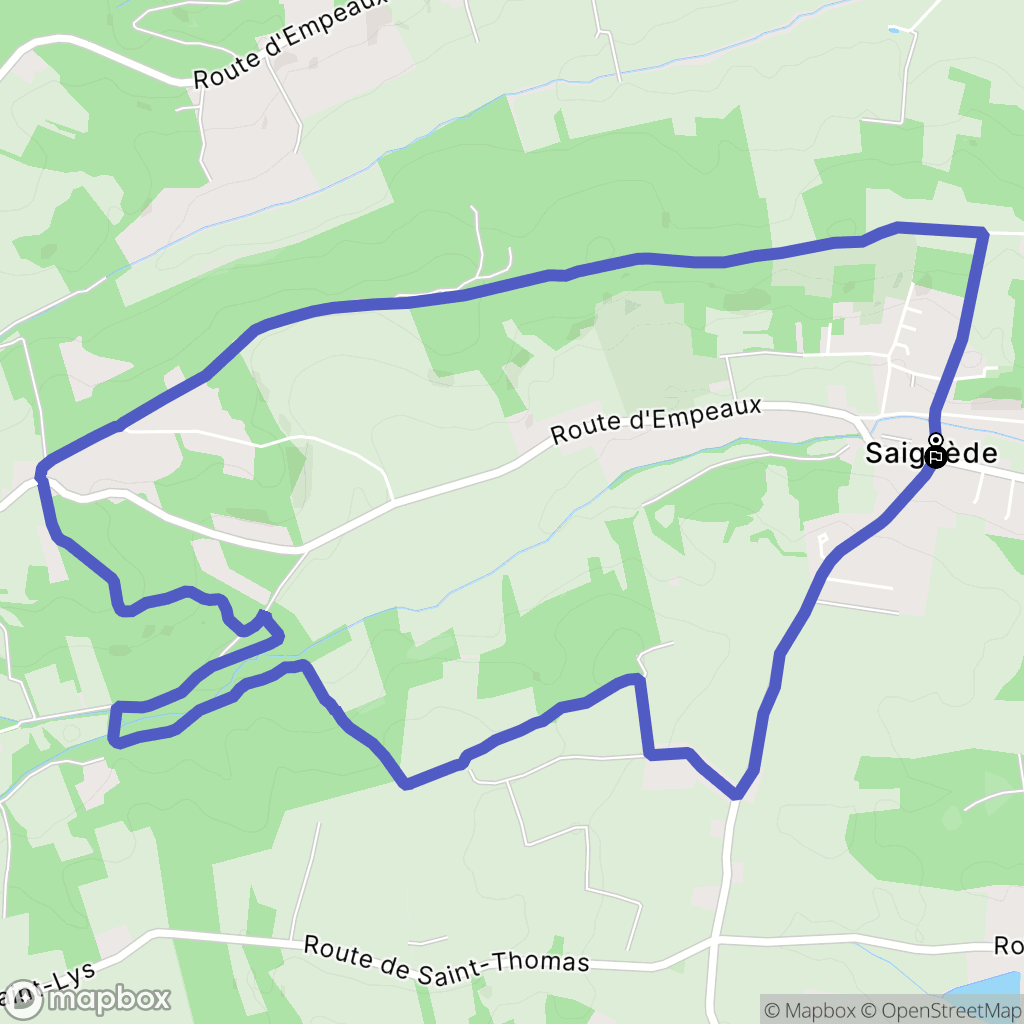 Saiguède : carte du parcours de randonnée - France