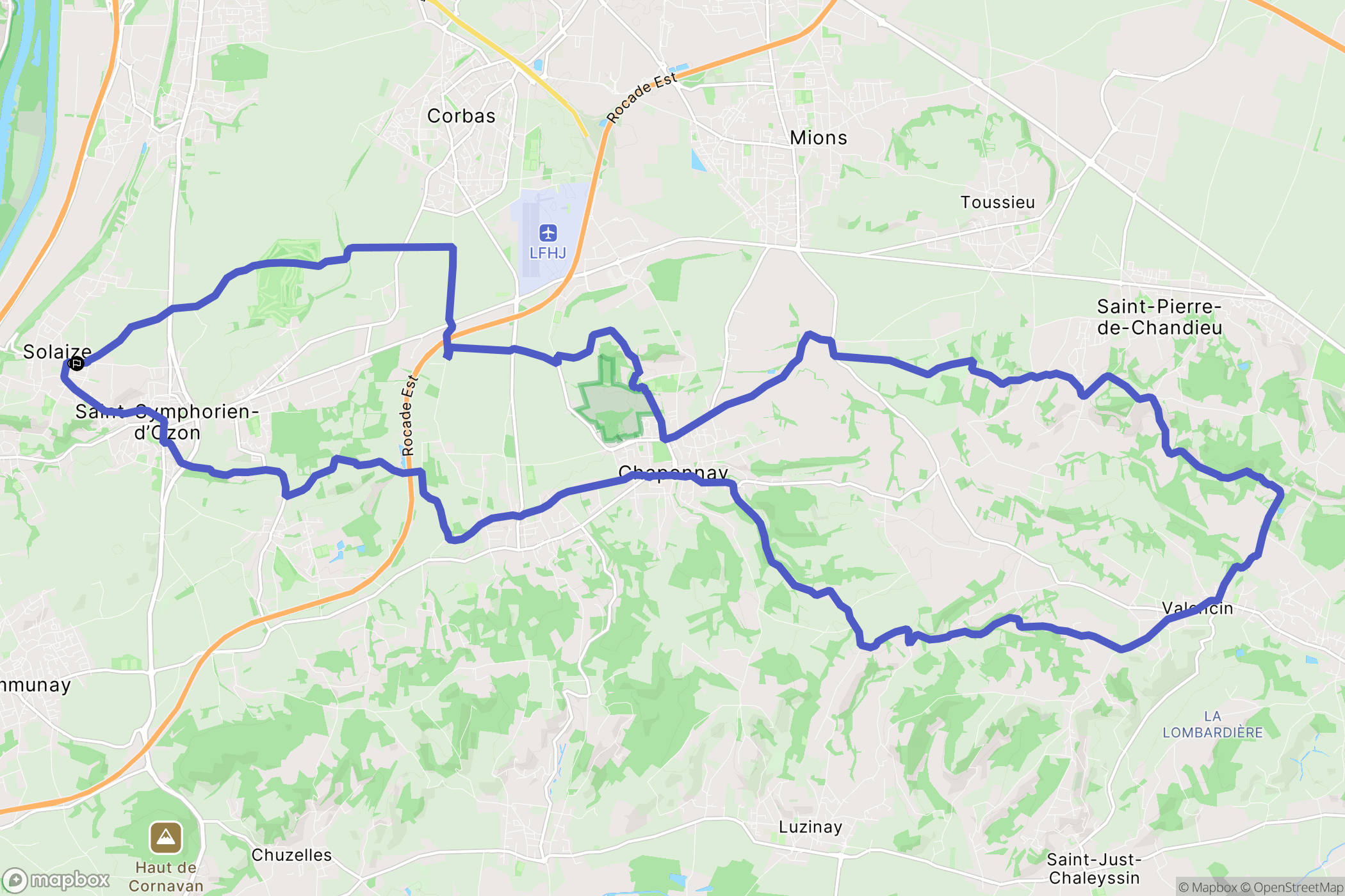 Solaize : carte du parcours de randonnée - France